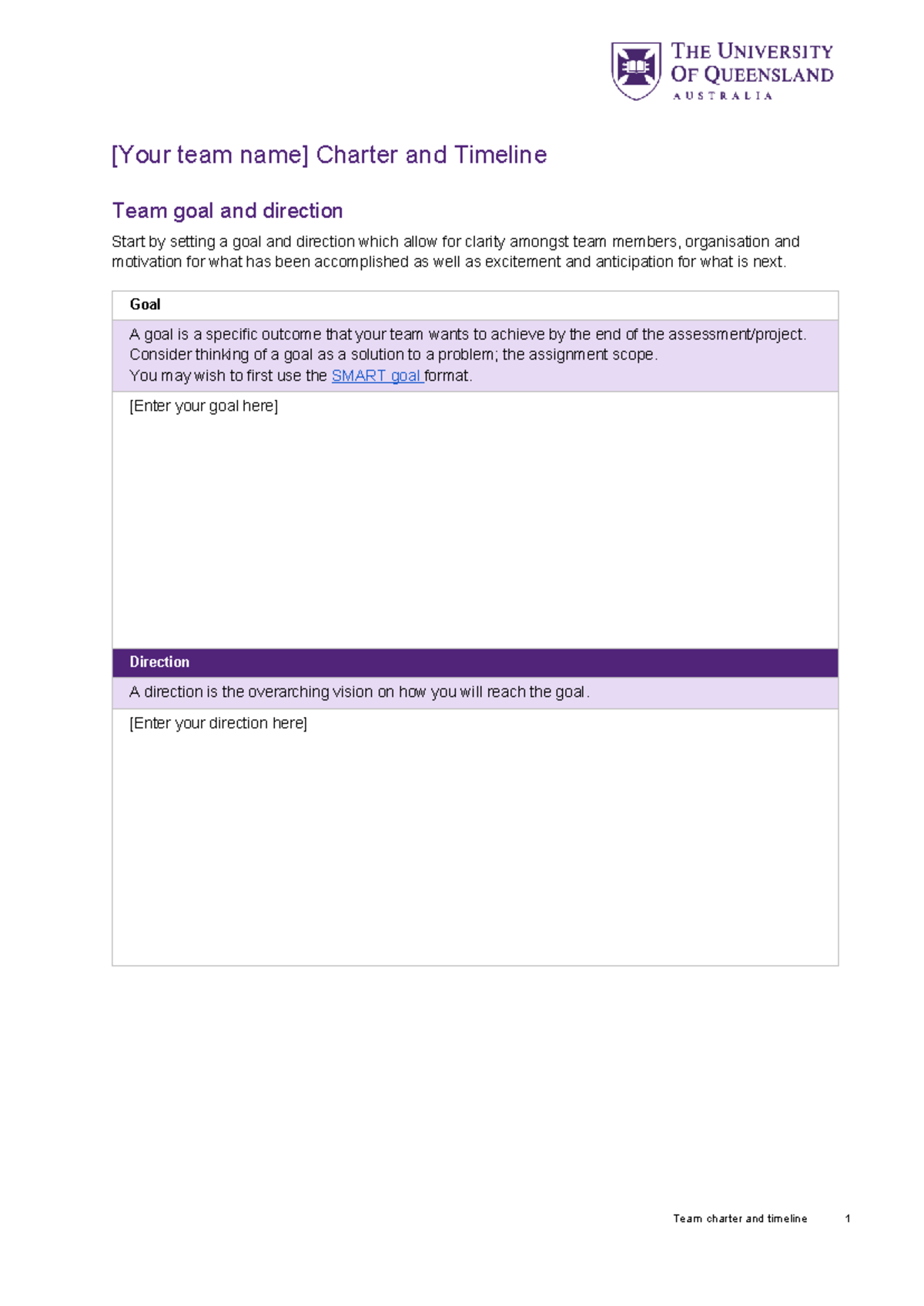 Group Charter & Timeline Template: Goals, Direction & Responsibilities ...