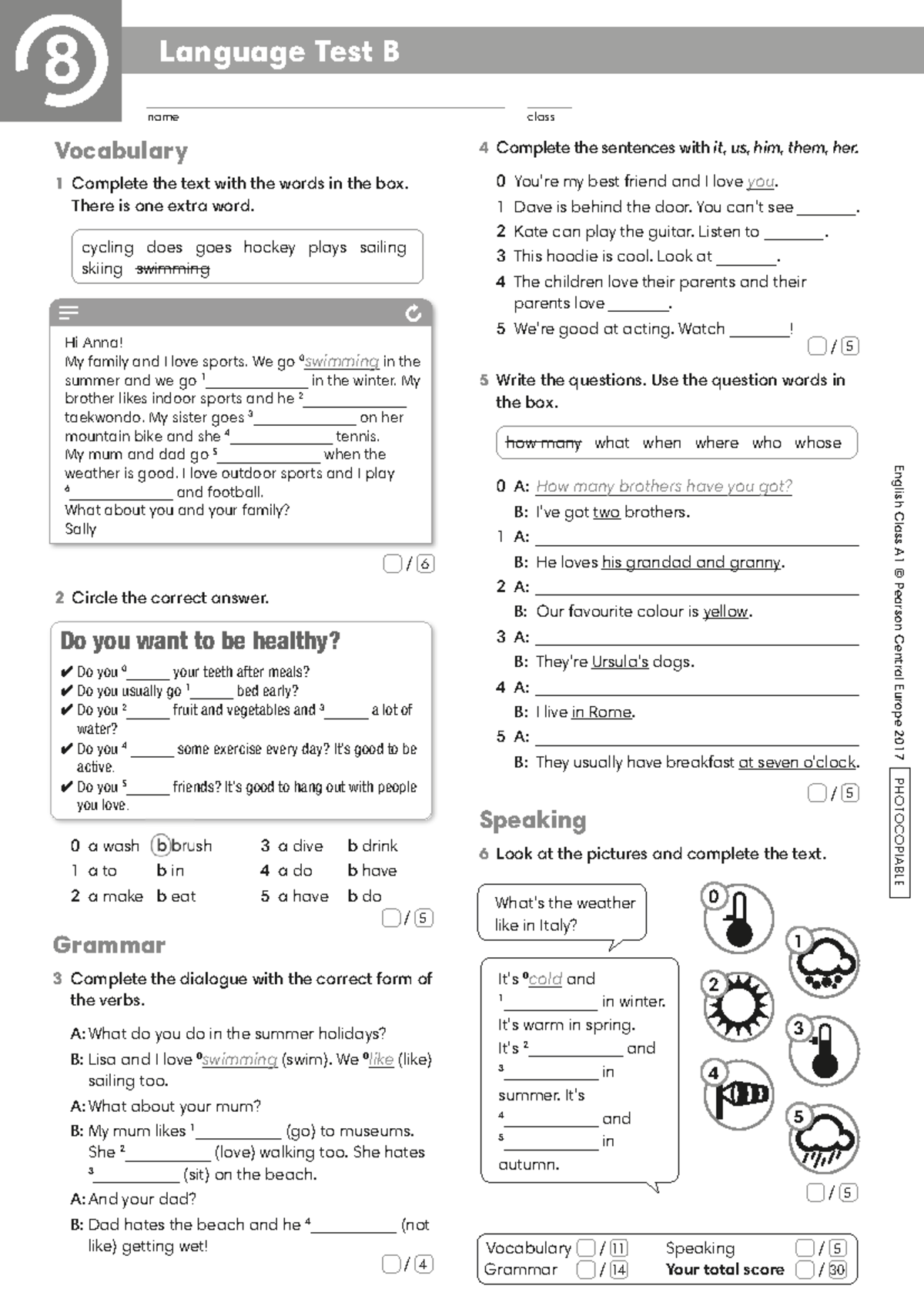 ECA1 Language Test 8B: Vocabulary & Sentence Completion - Studocu