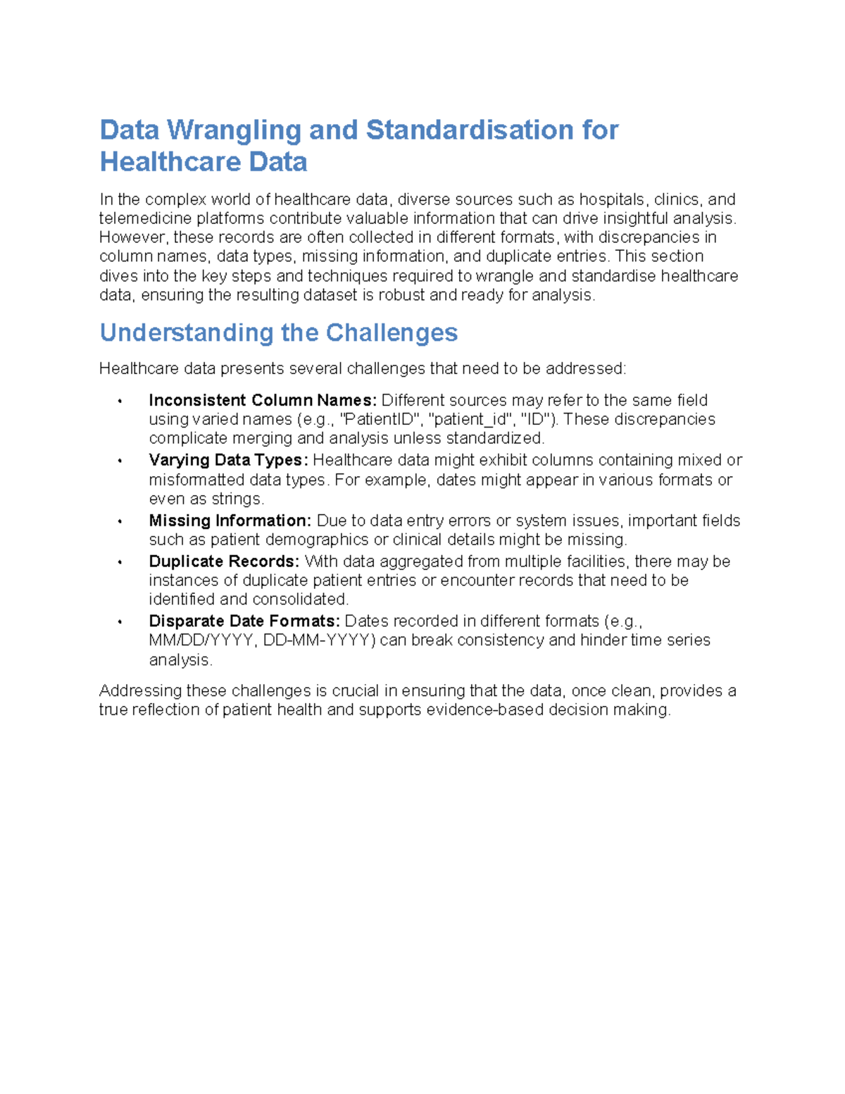 Data Wrangling Techniques for Healthcare and Retail - Data Wrangling ...