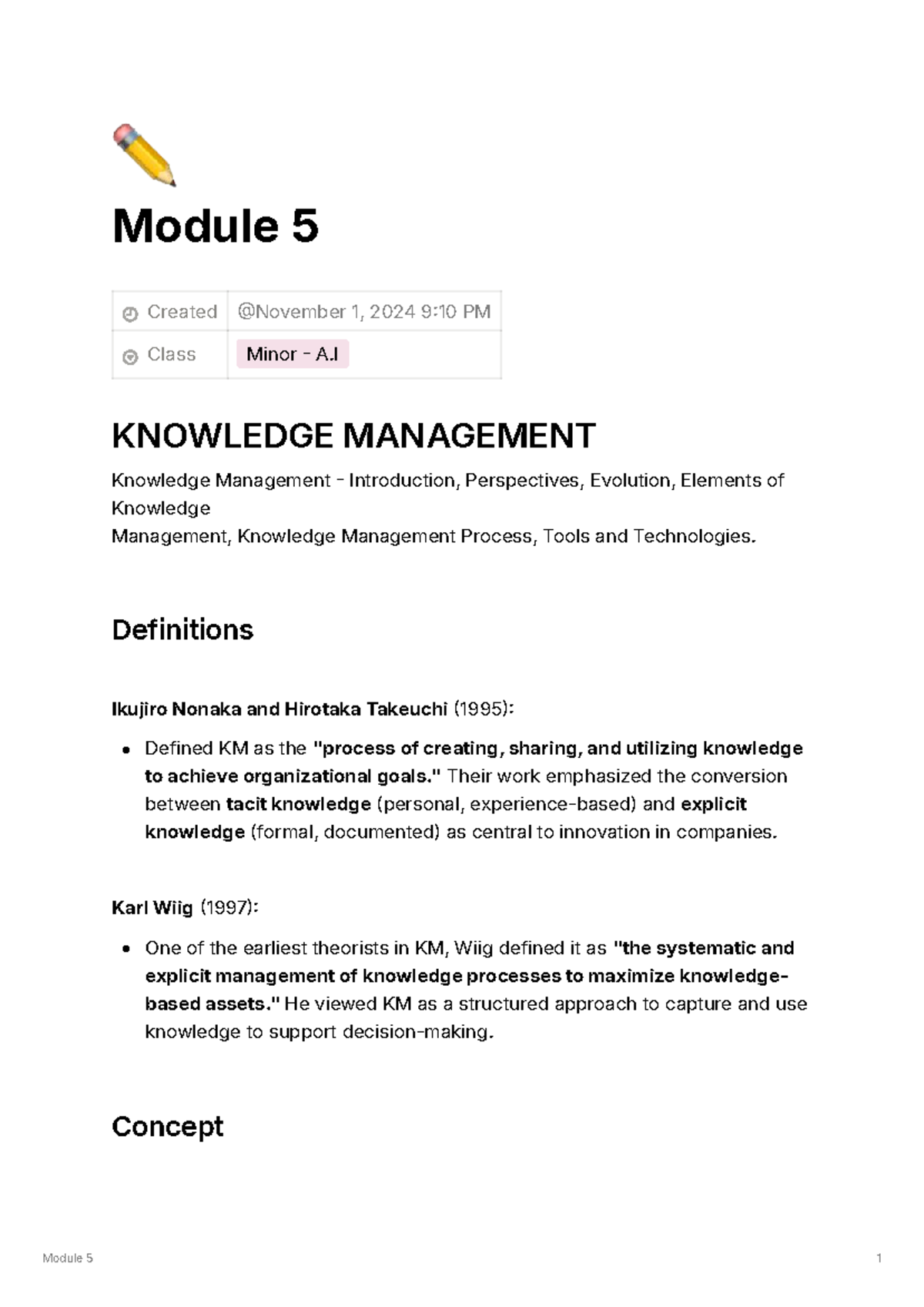 Module 5: Knowledge Management Overview and Future Trends - Studocu