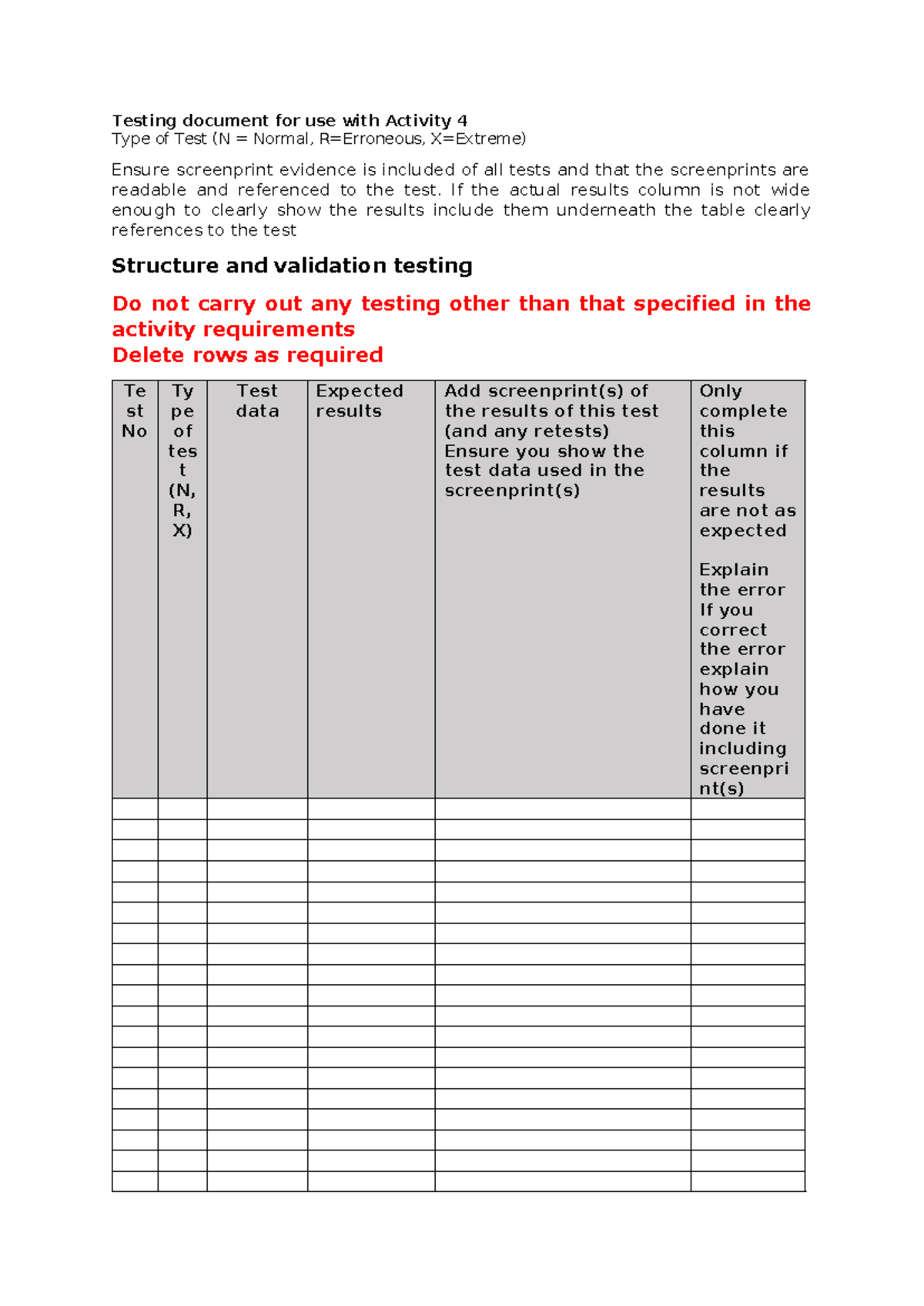 Unit 2 BTEC IT Activity 4: Testing and Validation Guidelines - Studocu