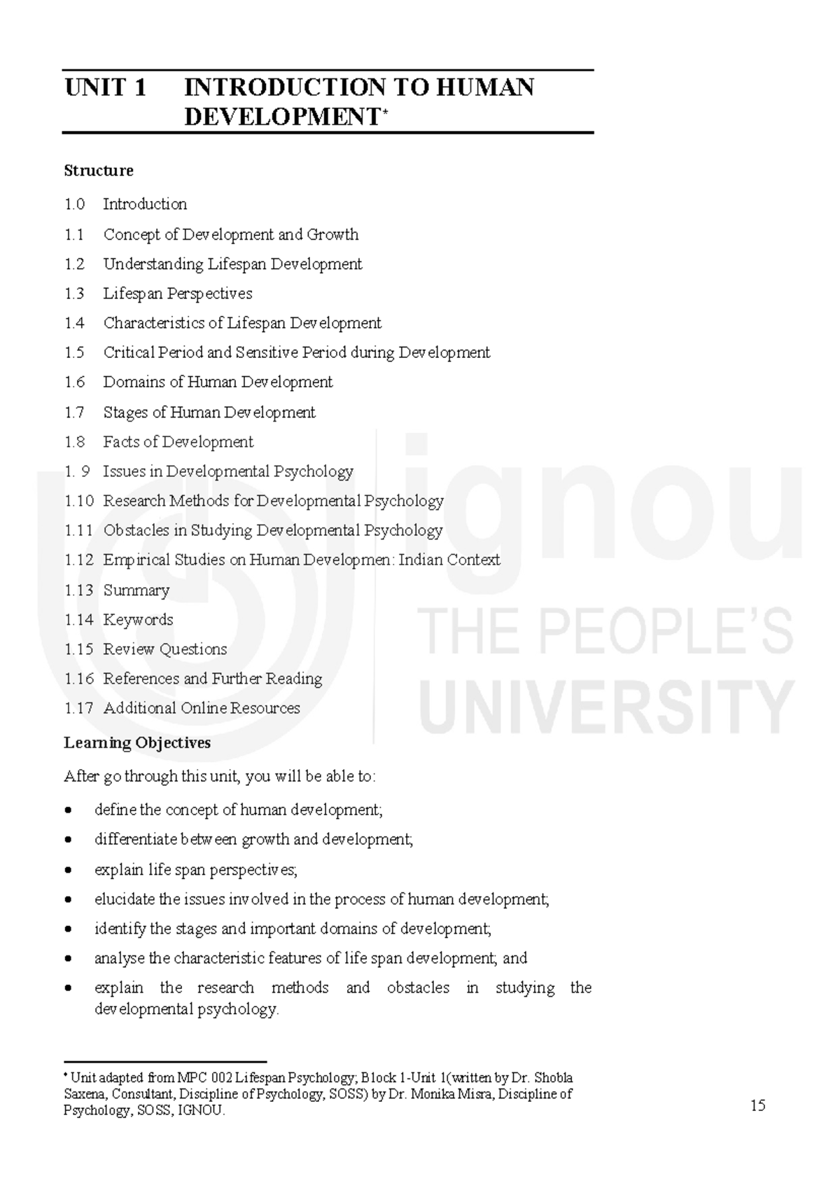 Unit 1: Overview of Human Development - Concepts and Perspectives - Studocu