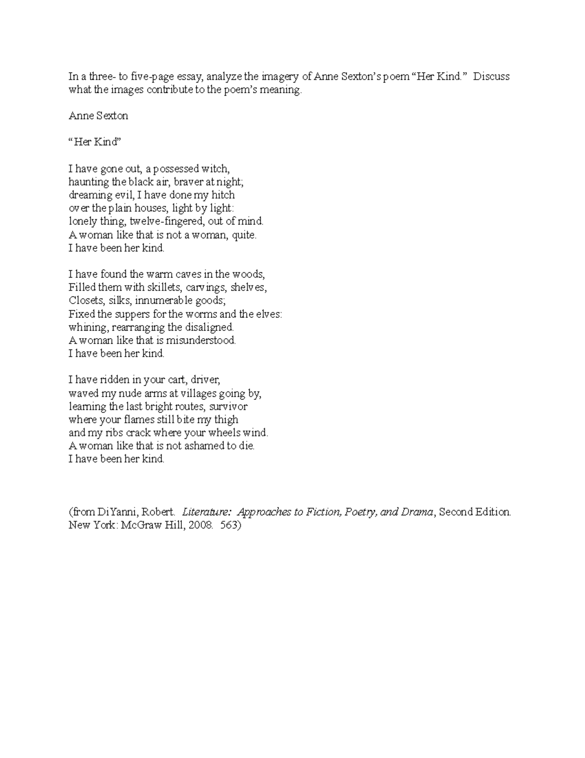 Analysis of Anne Sexton's Poem 