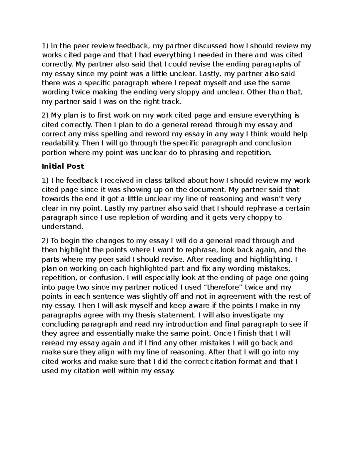 Revision Plan for Essay (ENG 101) - Studocu