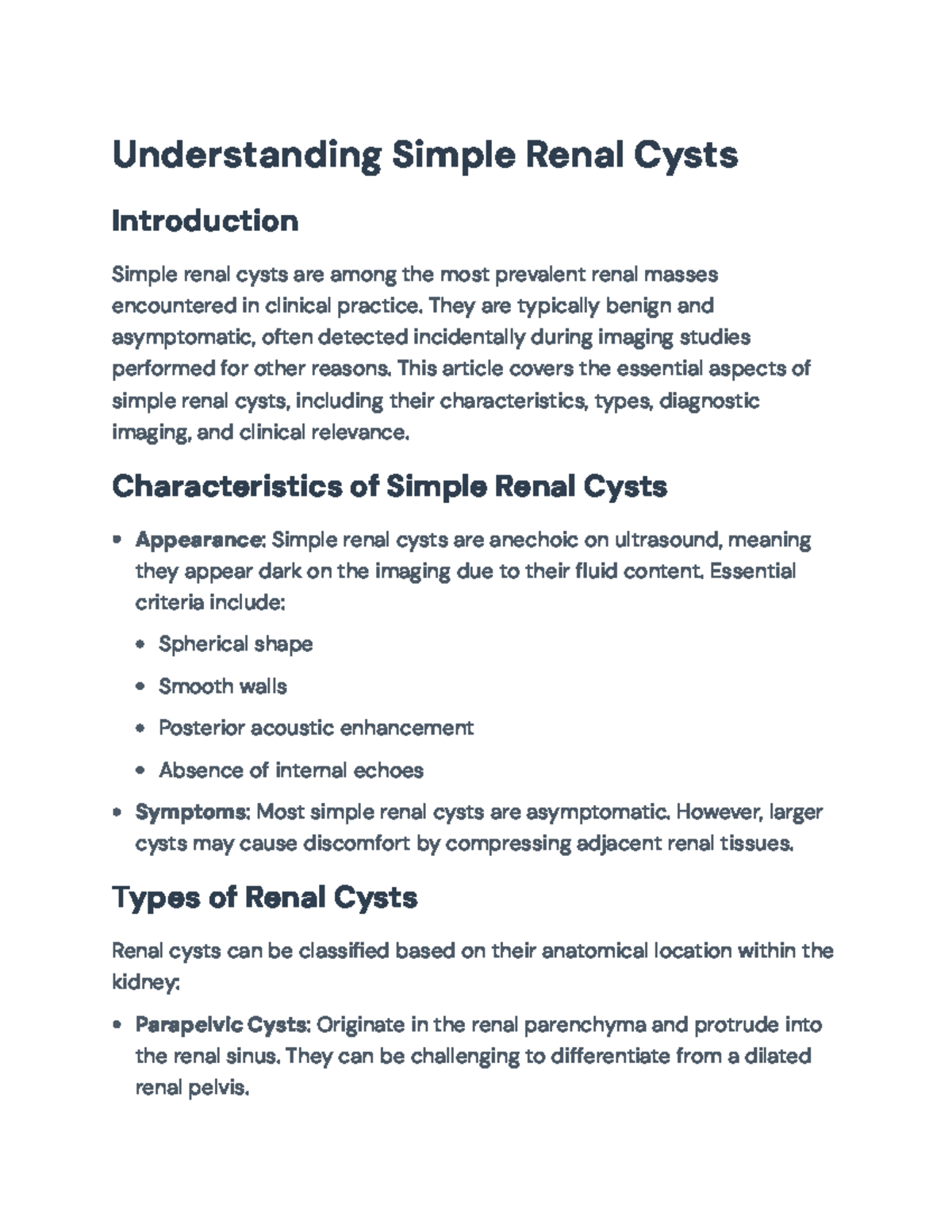 Understanding Simple Renal Cysts: Characteristics, Diagnosis ...