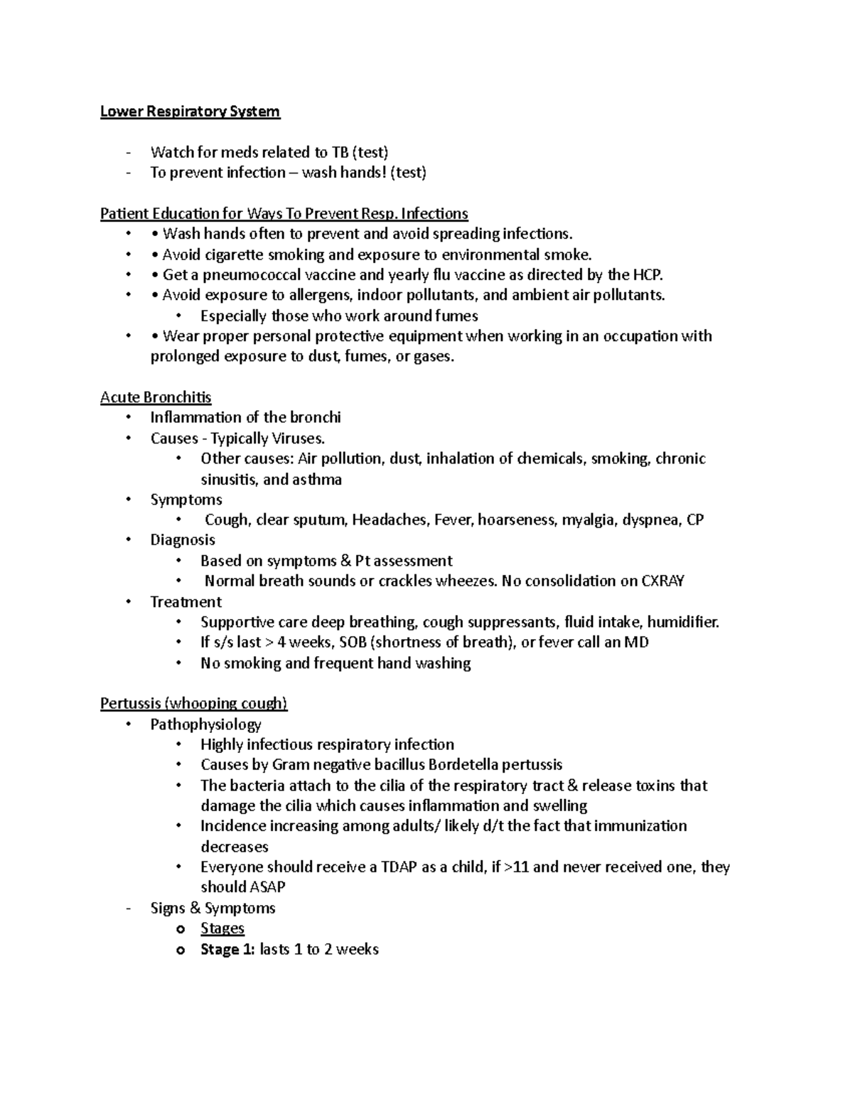 Lower Respiratory System Study Guide: Essential Information ...
