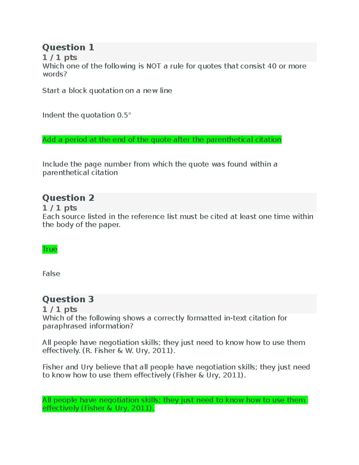 APA Formatting Knowledge Quiz 2 Review and Key Insights - Studocu