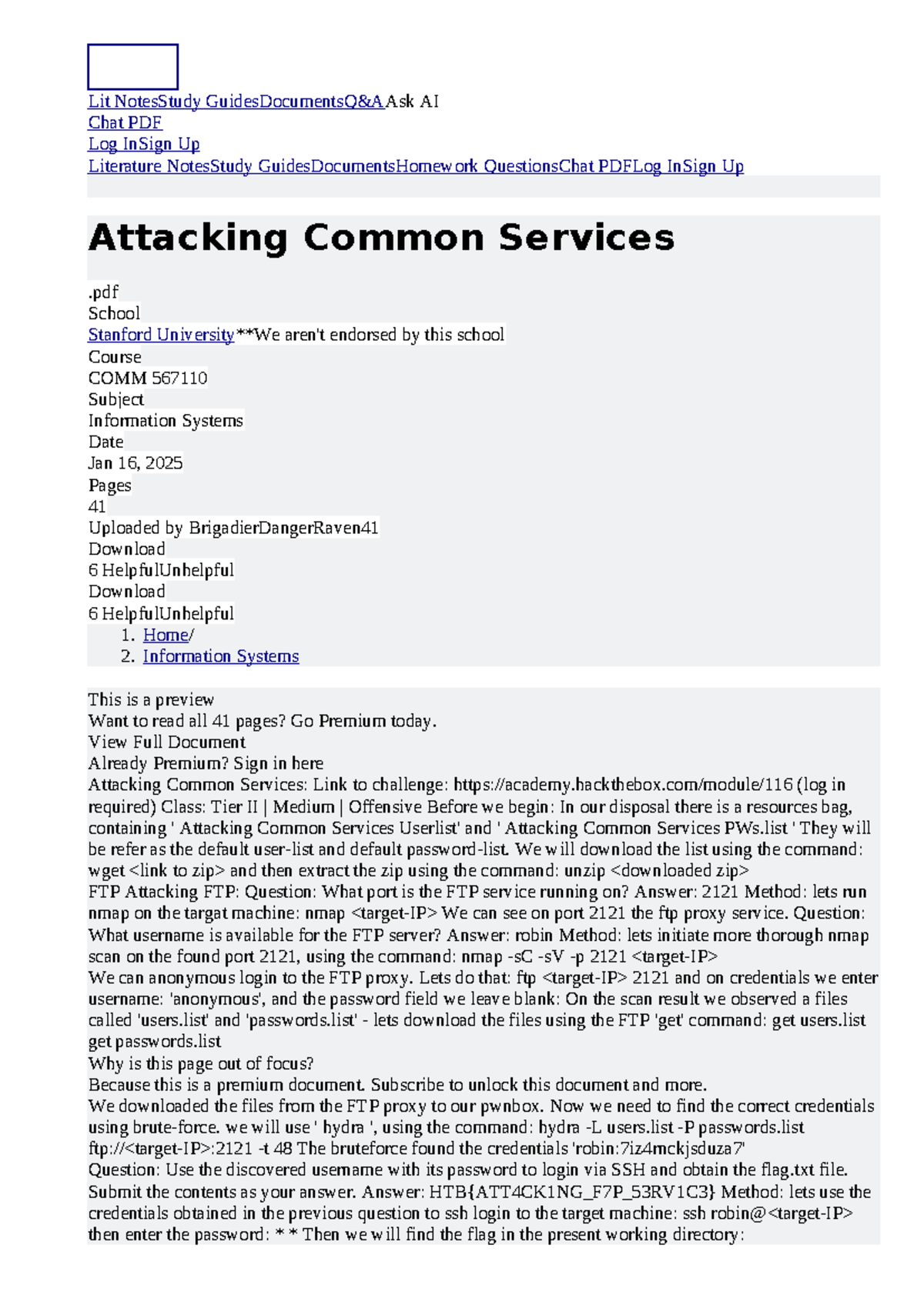 Attacking Common Services: A Guide for COMM 567110 Students - Studocu