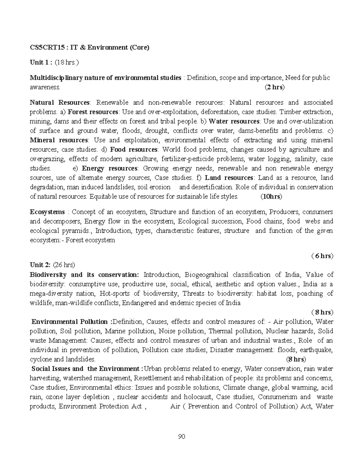 CS5CRT15: Environmental Studies & Human Rights Issues - Pollution ...