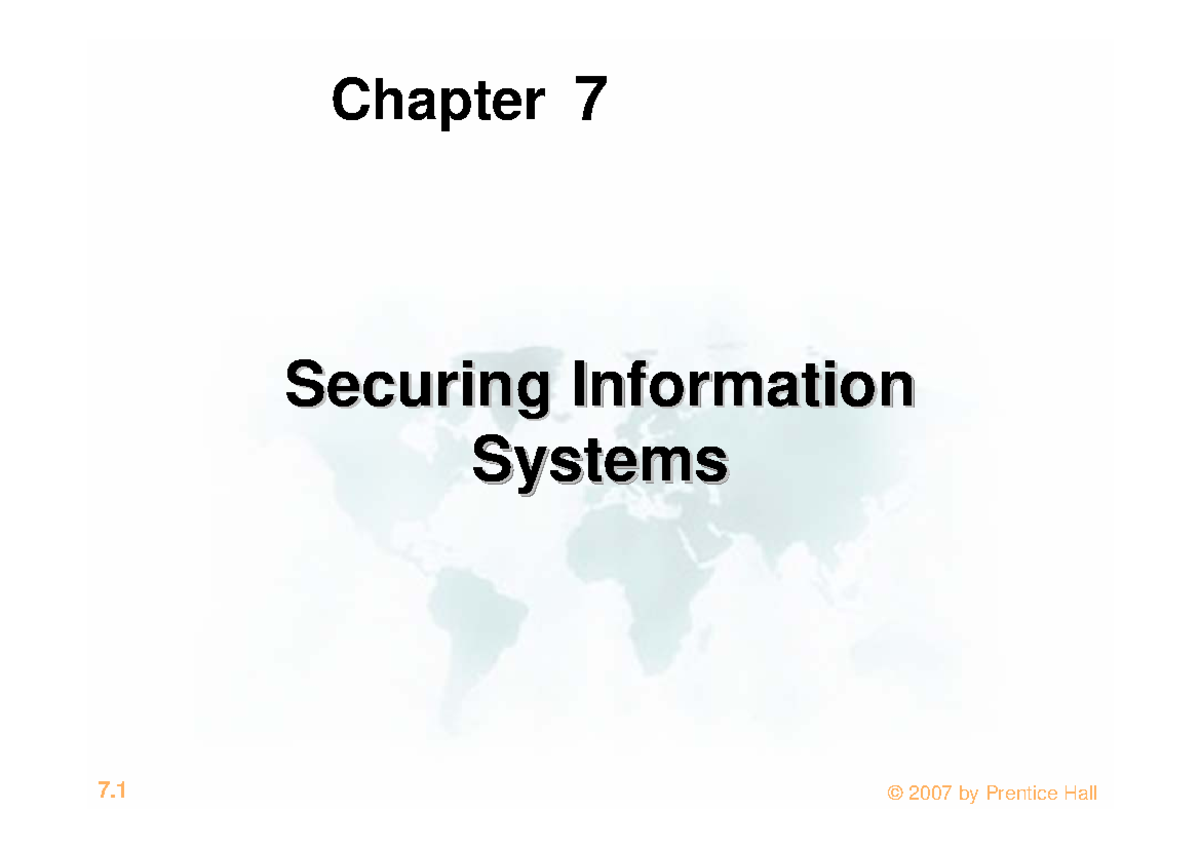 Essentials of Business Information Systems: Chapter 7 - Securing ...