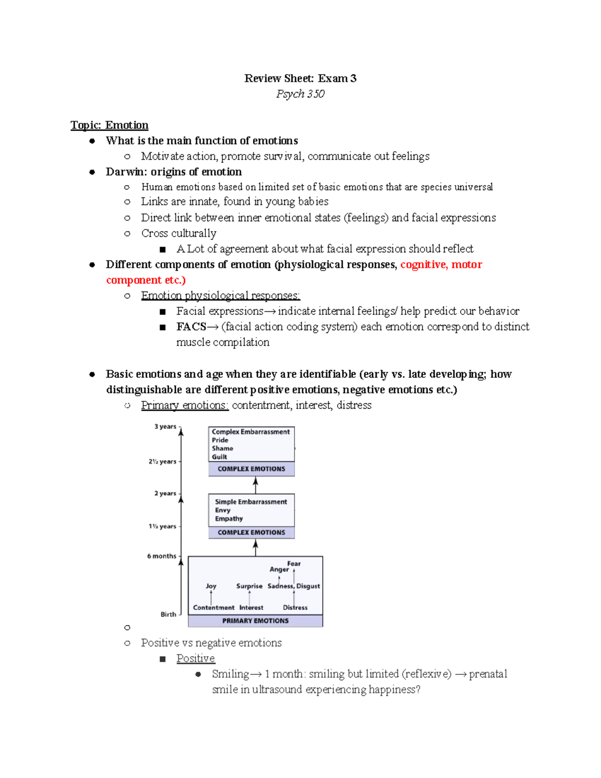 Psych 350 Exam 3 Study Guide: Emotion & Attachment Insights - Studocu
