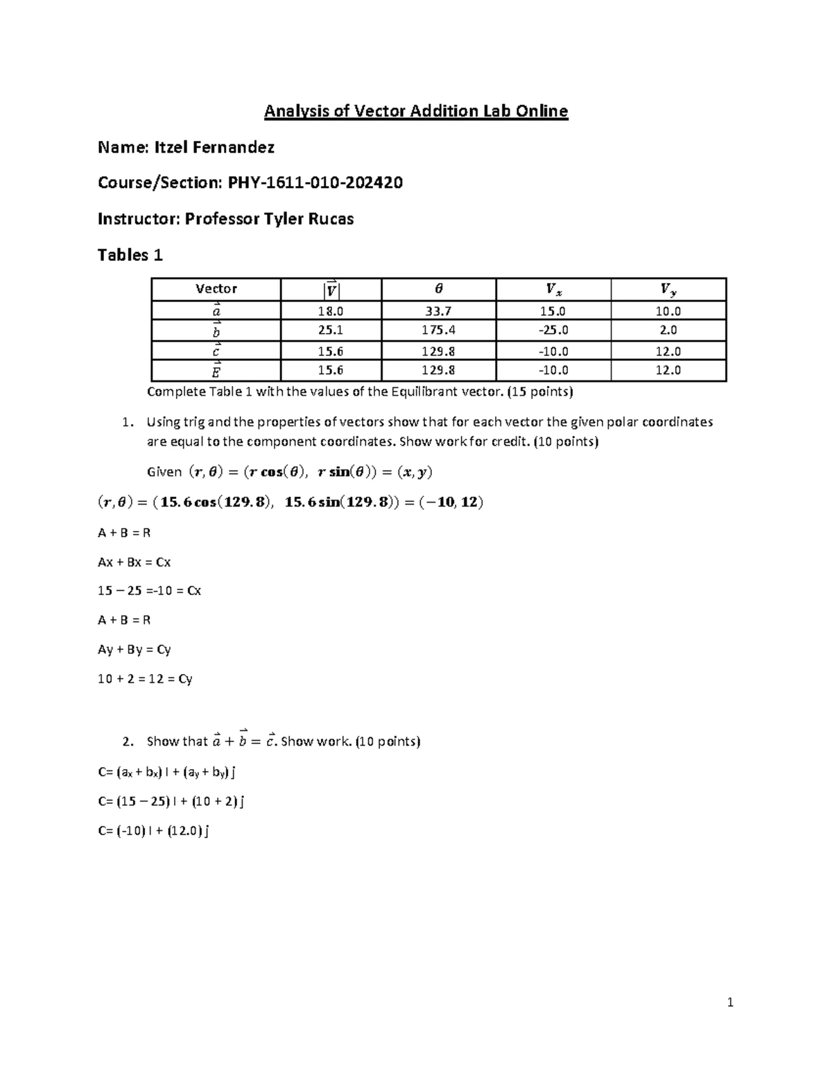 PHY-1631 Electric Field Analysis Lab Notes: Two Charge Configurations ...