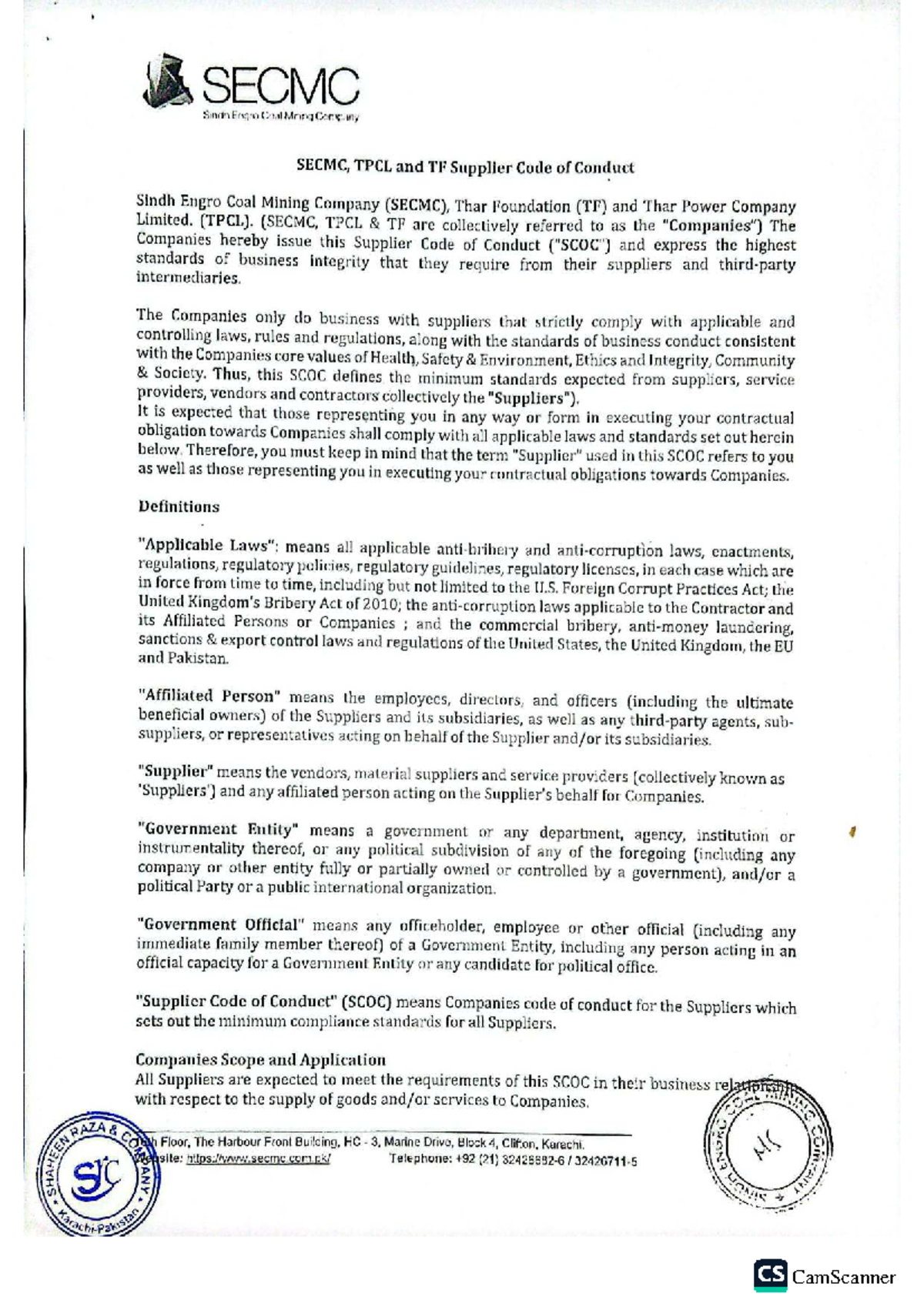 SECMC Supplier Code of Conduct: Standards for Ethical Business ...