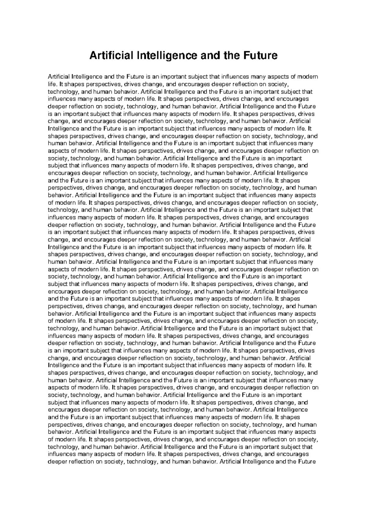 AI and Its Impact on Society Essay 4 AI101 Studocu