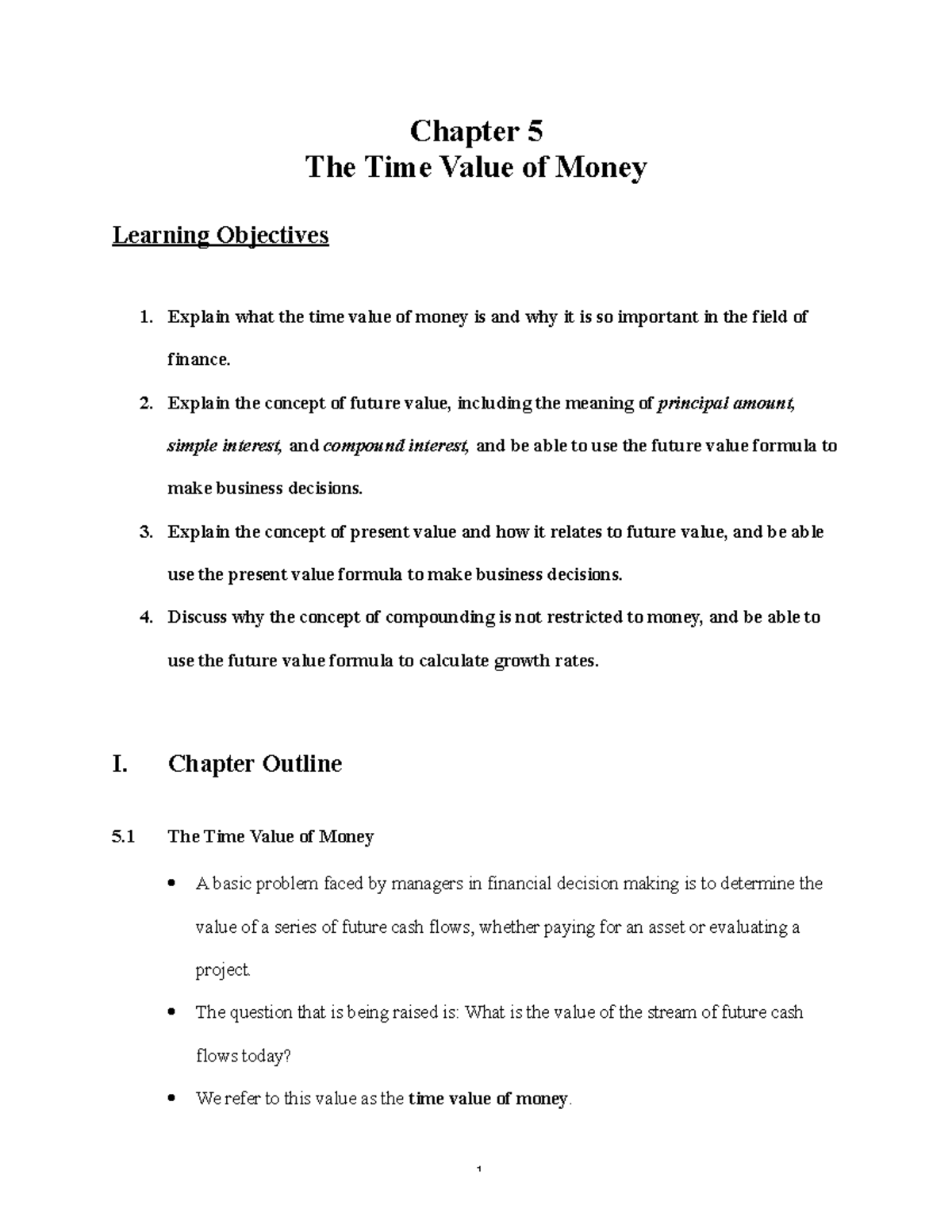 Ch05 - hihihi - Chapter 5 The Time Value of Money Learning Objectives ...