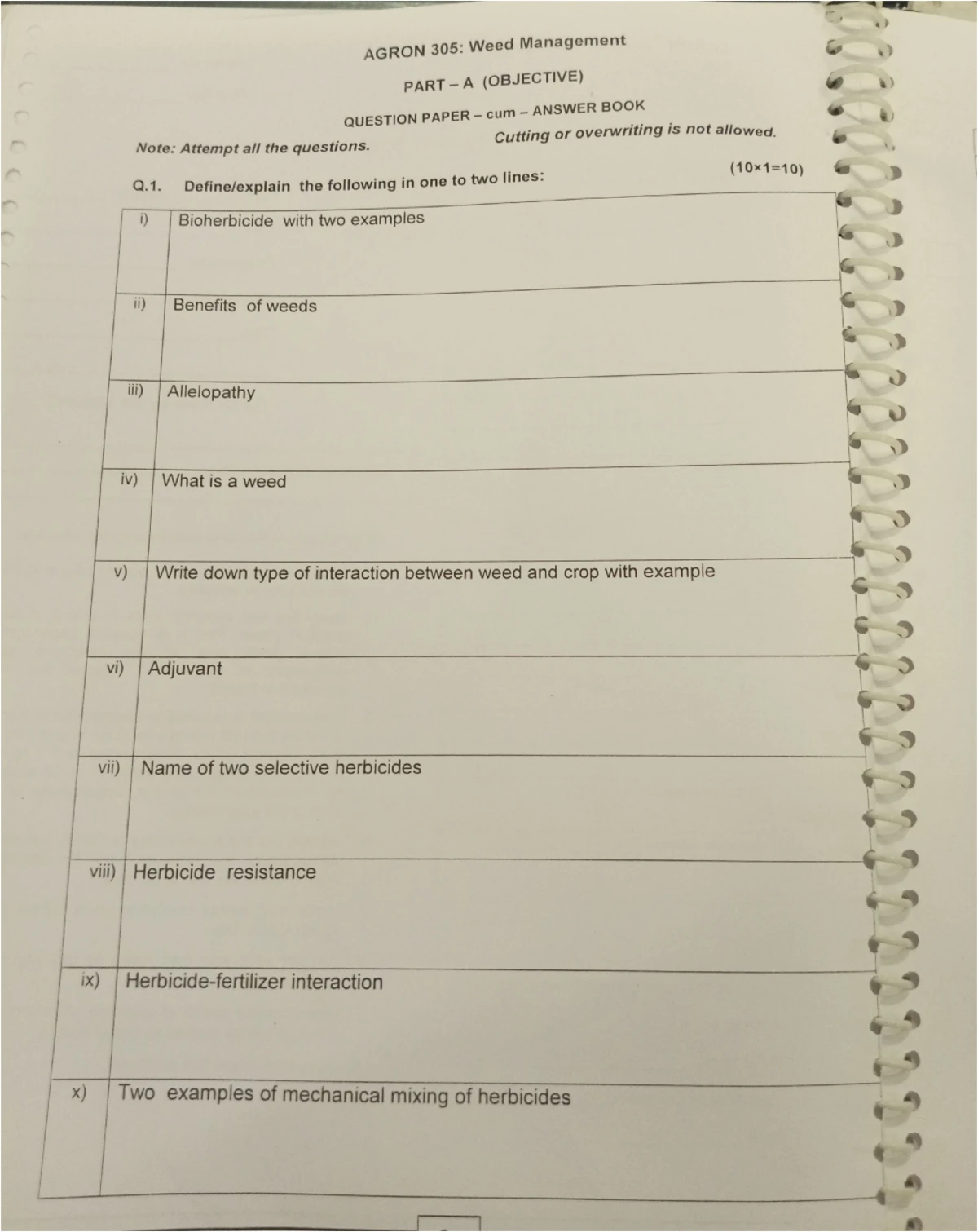 2020-21 - Previous year question paper - AGRON 303: Geoinformatics and ...