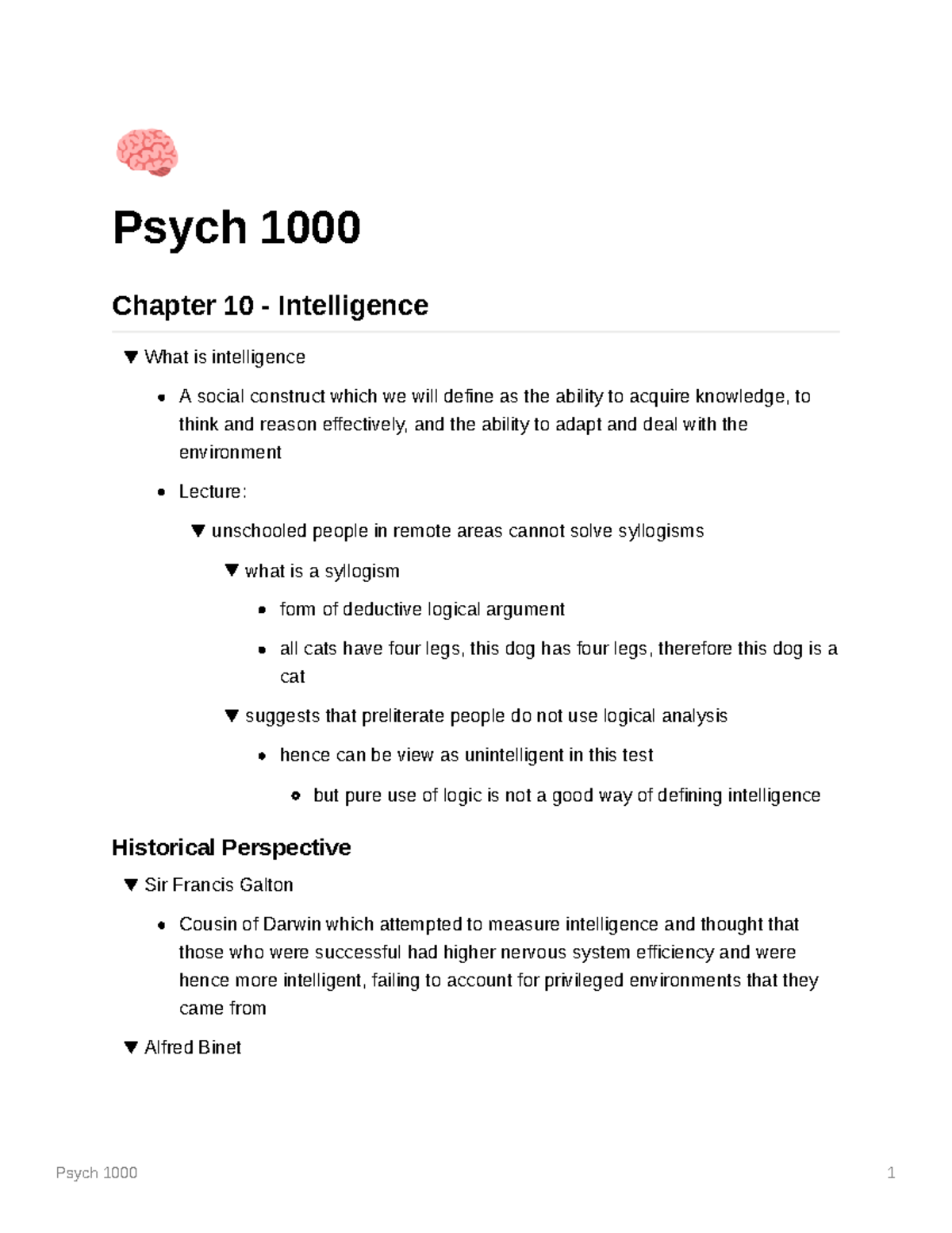 Psych 1000 Chapter 10 - Understanding Intelligence Concepts - Studocu