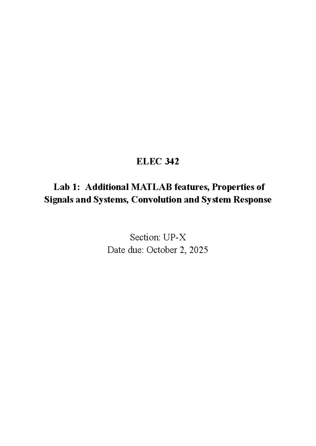 ELEC 342 Lab 1: MATLAB Signal Processing & System Analysis - Studocu