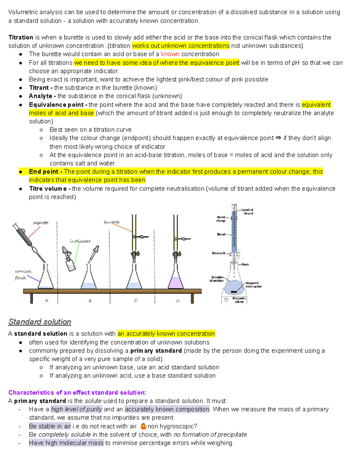 Chemistry HSC - Depth Study Module 6: Titration Techniques and Analysis ...