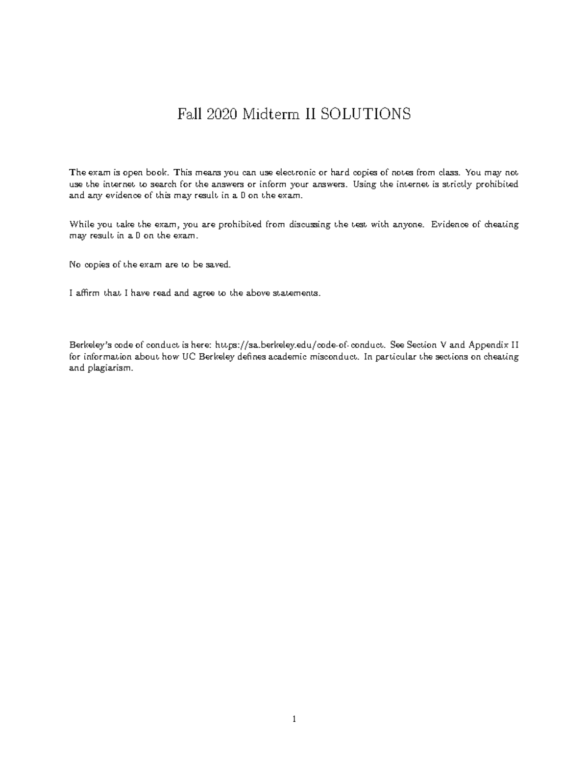 Fall 2020 Midterm II Solutions - Statistics Exam Notes - Studocu