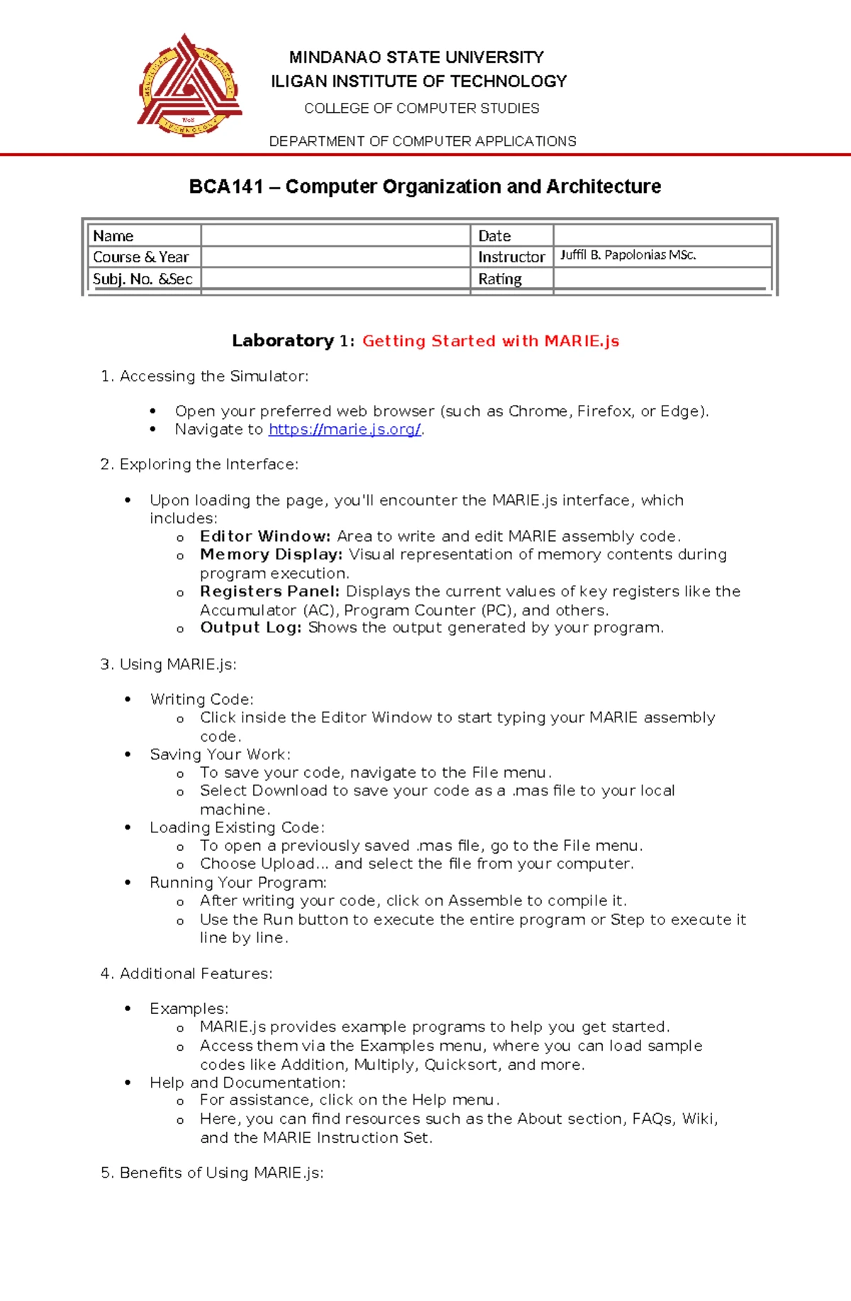 Arm standard lab1 - Lab 1 - Computer Organization Laboratory Exercise 1 ...