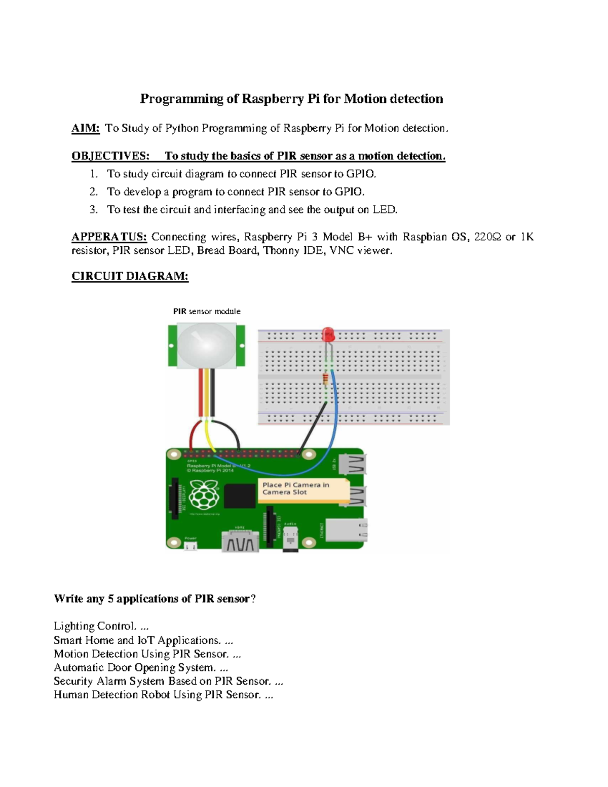 Programming Raspberry Pi for Motion Detection: A Study Guide - Studocu