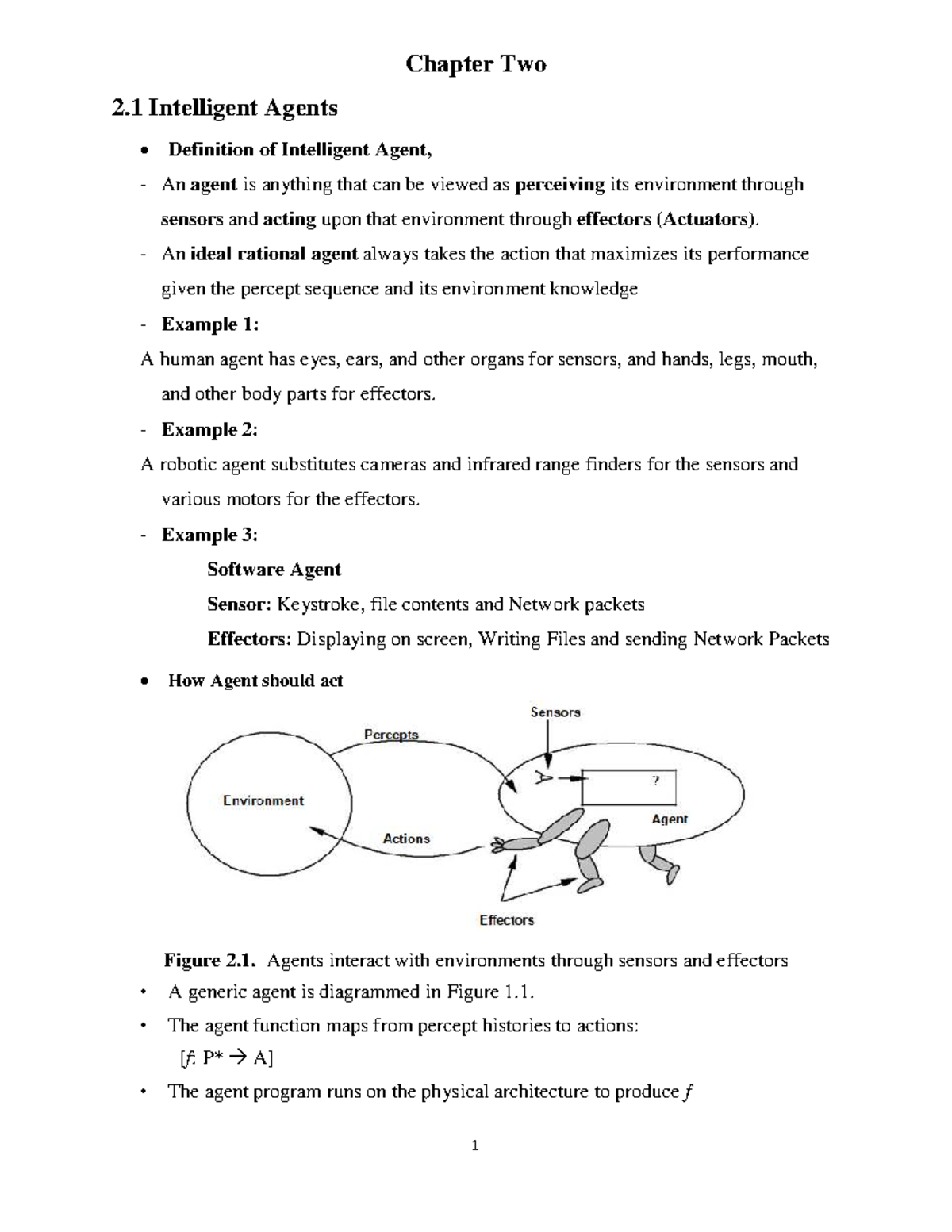 Chapter 2: Intelligent Agents in AI 240203 - Definitions & Examples ...