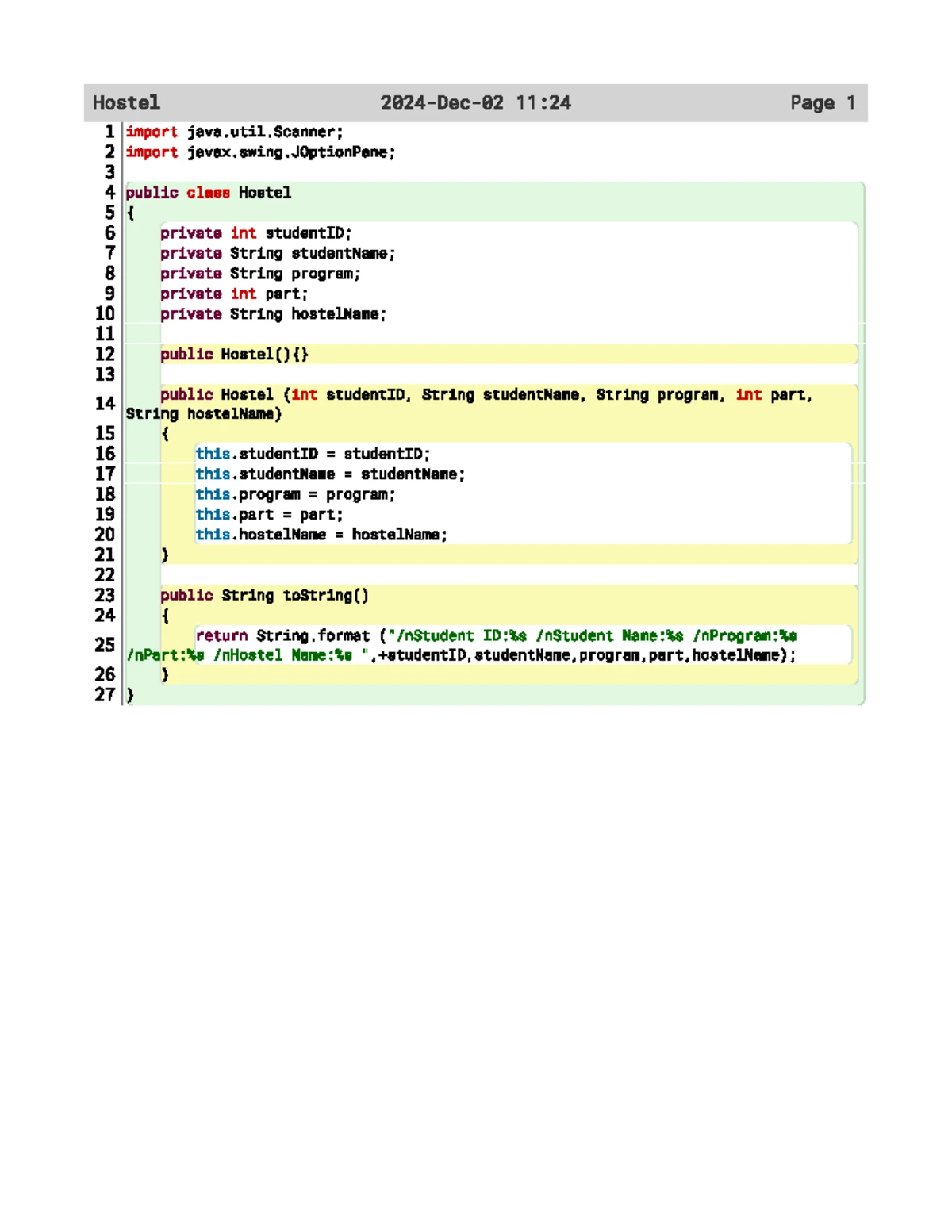 Single Class Implementation - JAVA Coding Notes - Studocu