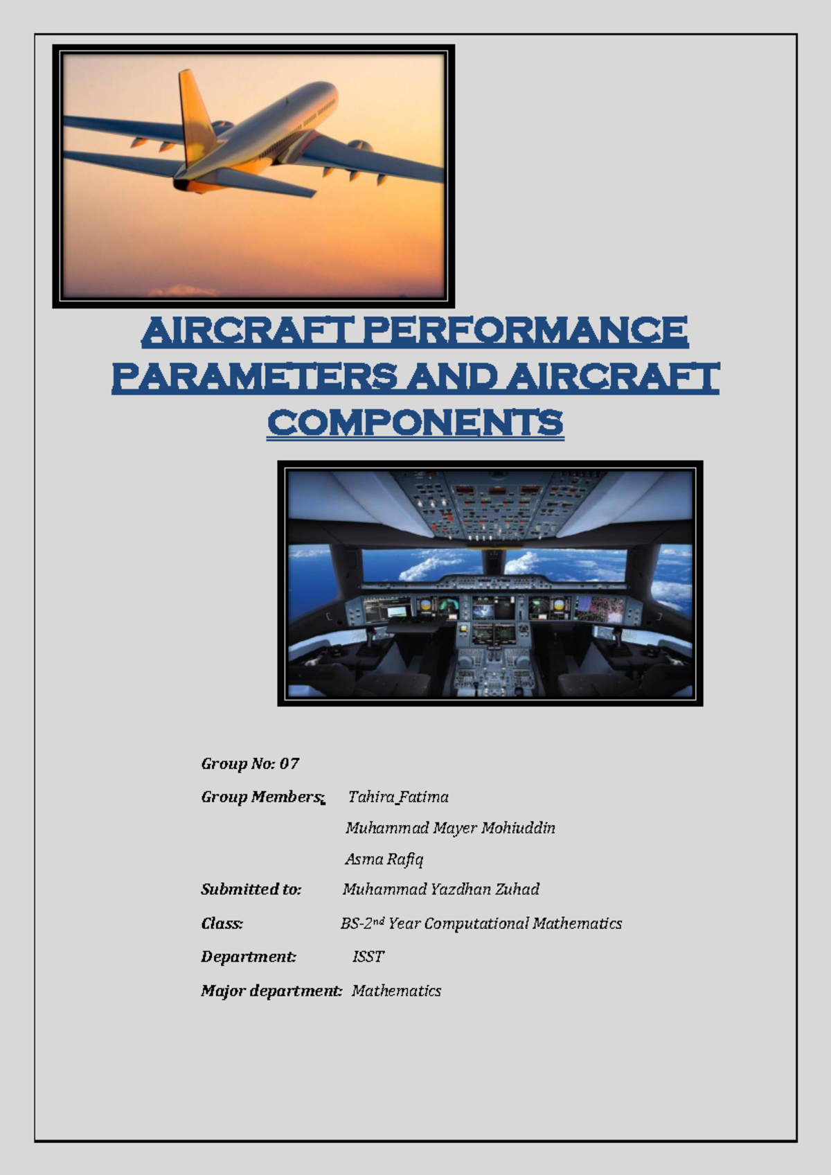 Aircraft Performance Parameters & Components Overview - BS-2nd Year ...