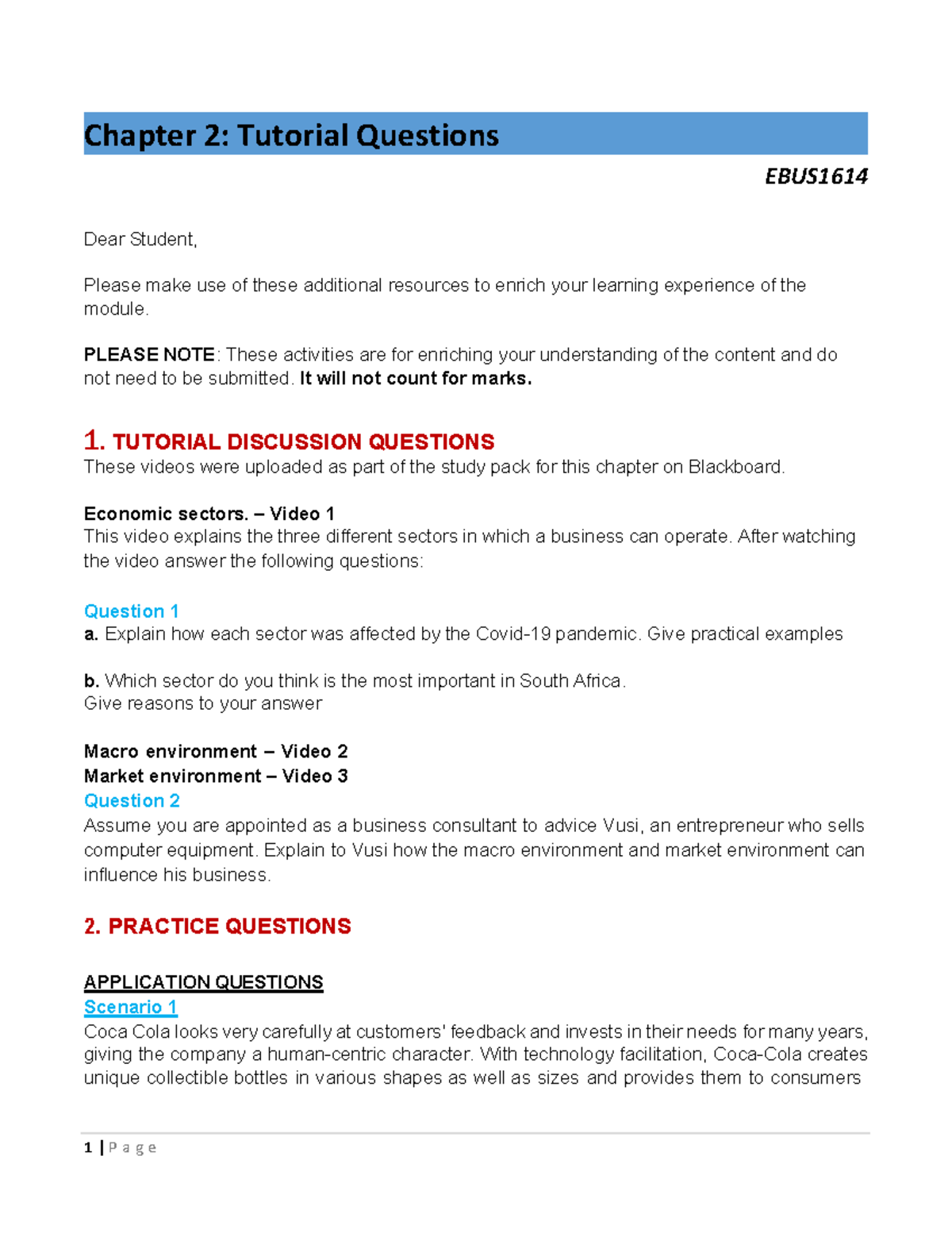 Chapter 2: EBUS1614 Tutorial Questions & Practice Activities - Studocu
