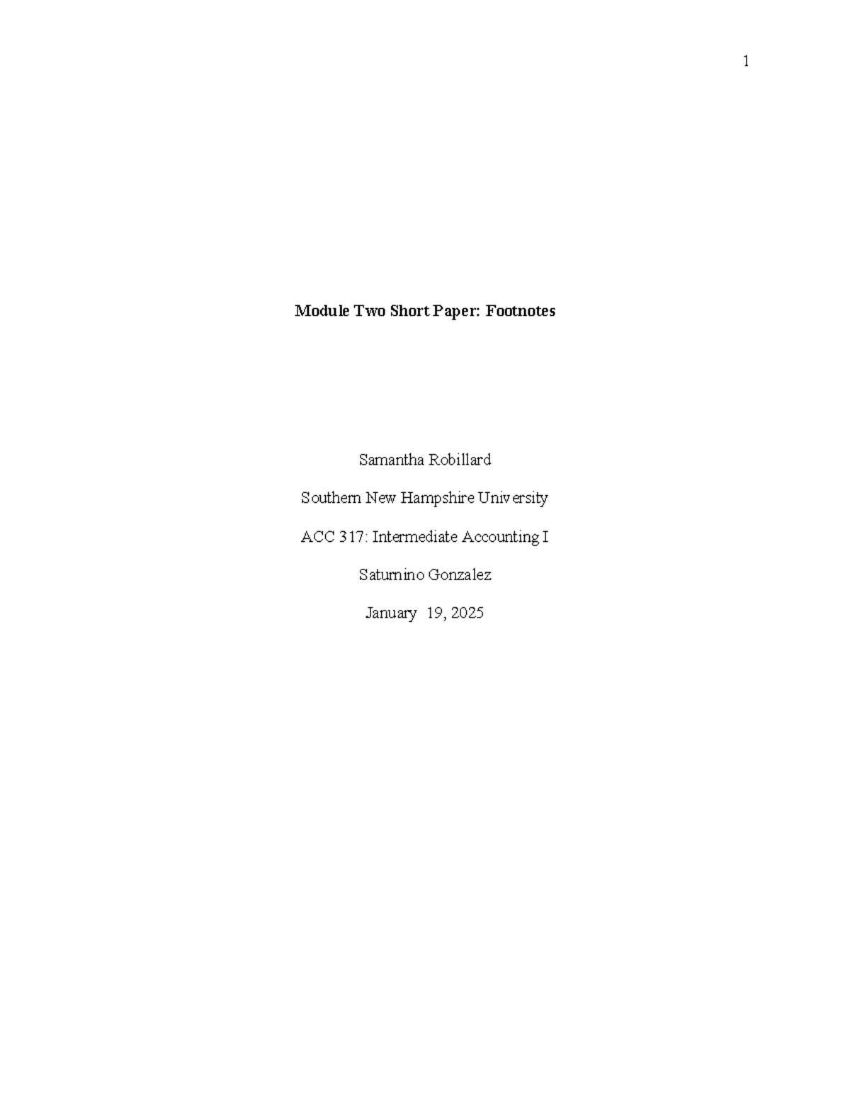 ACC 317 Module Two - Footnotes - Module Two Short Paper: Footnotes ...