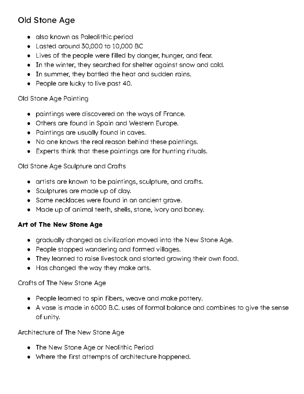 ART APP - History of Stone Age and Greek Art Insights - Studocu