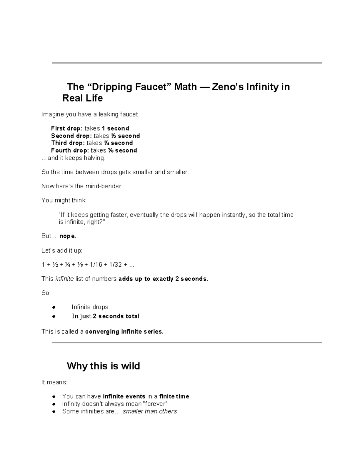 Drop Math - Summary of Lesson on Infinite Series - Studocu