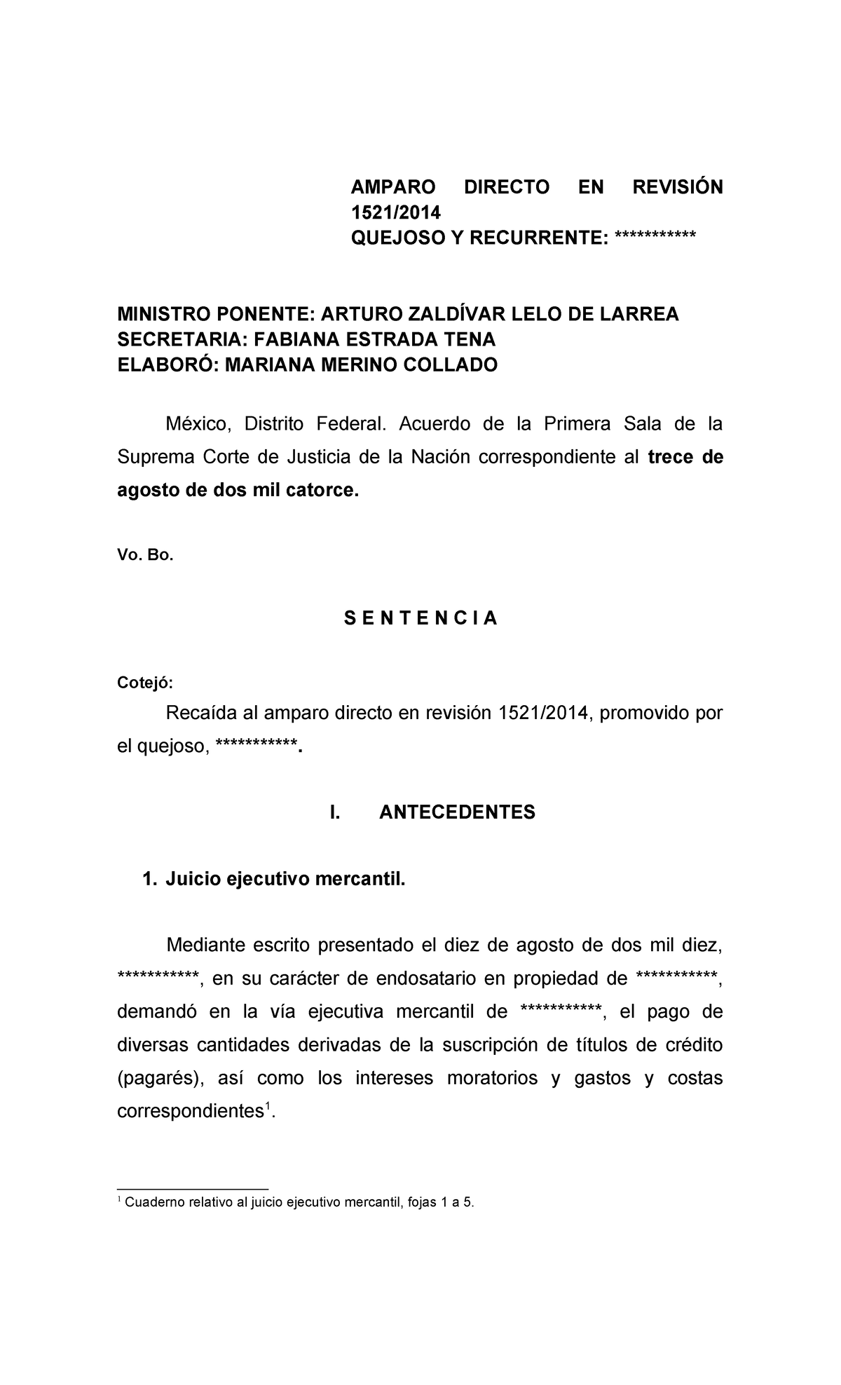 AMPARO DIRECTO EN REVISIÓN: ANÁLISIS DE LA SENTENCIA DE LA SCJN - Studocu