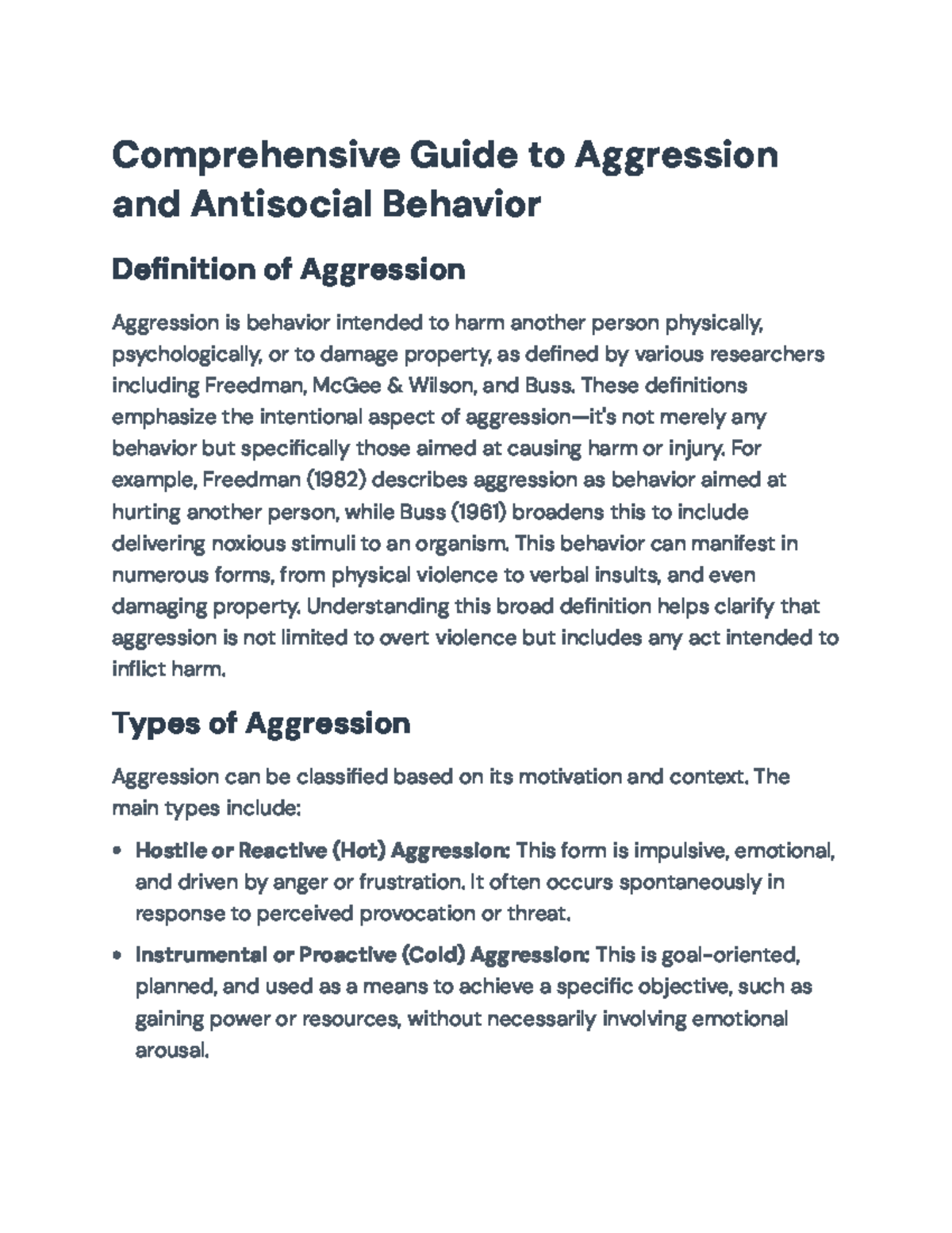 Comprehensive Guide to Aggression and Antisocial Behavior (PSY 101 ...