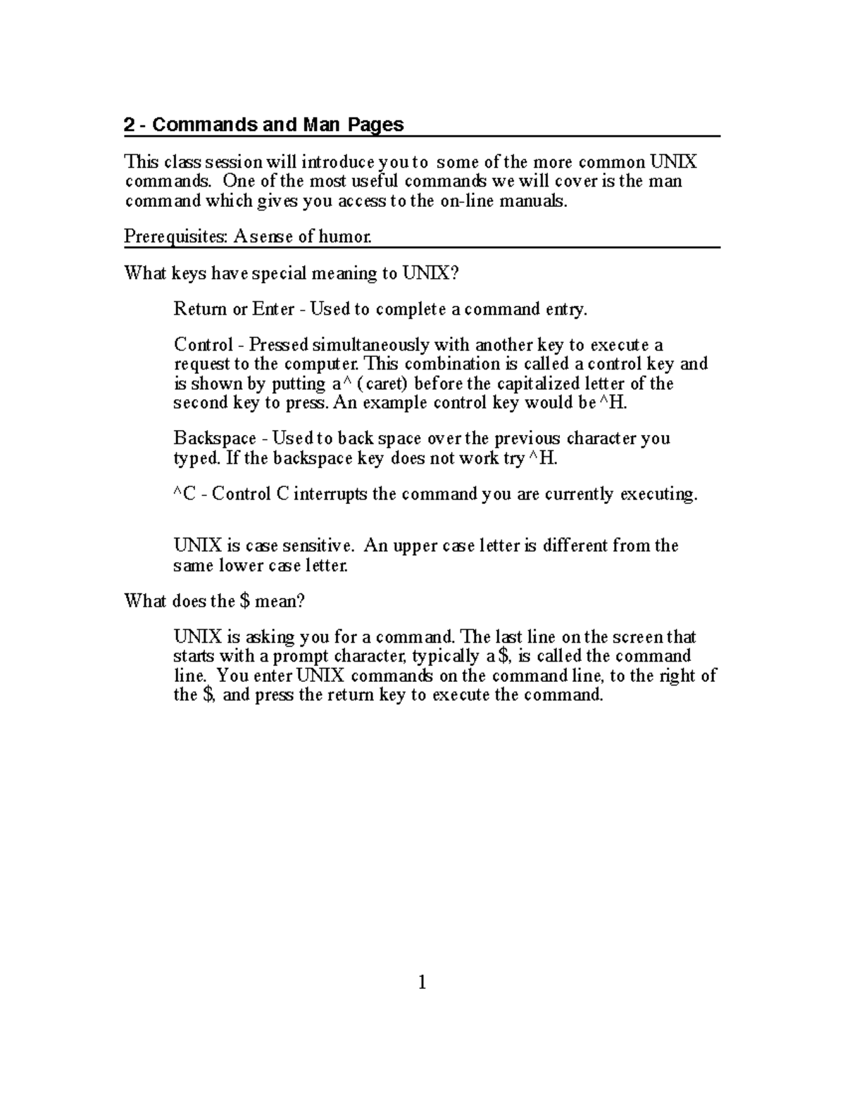Session 02 - Lecture Notes on UNIX Commands and Man Pages - Studocu