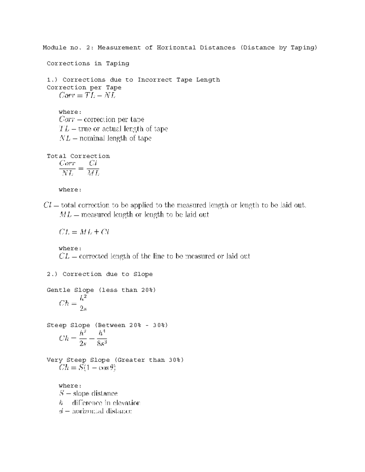 Elem Surveying Module 2: Corrections in Horizontal Distance Measurement ...