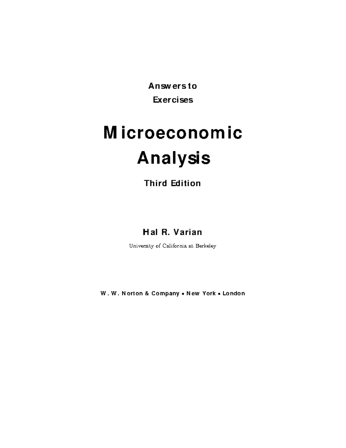 Hal R. Varian - Solution Manual for Microeconomic Analysis (3rd Ed ...