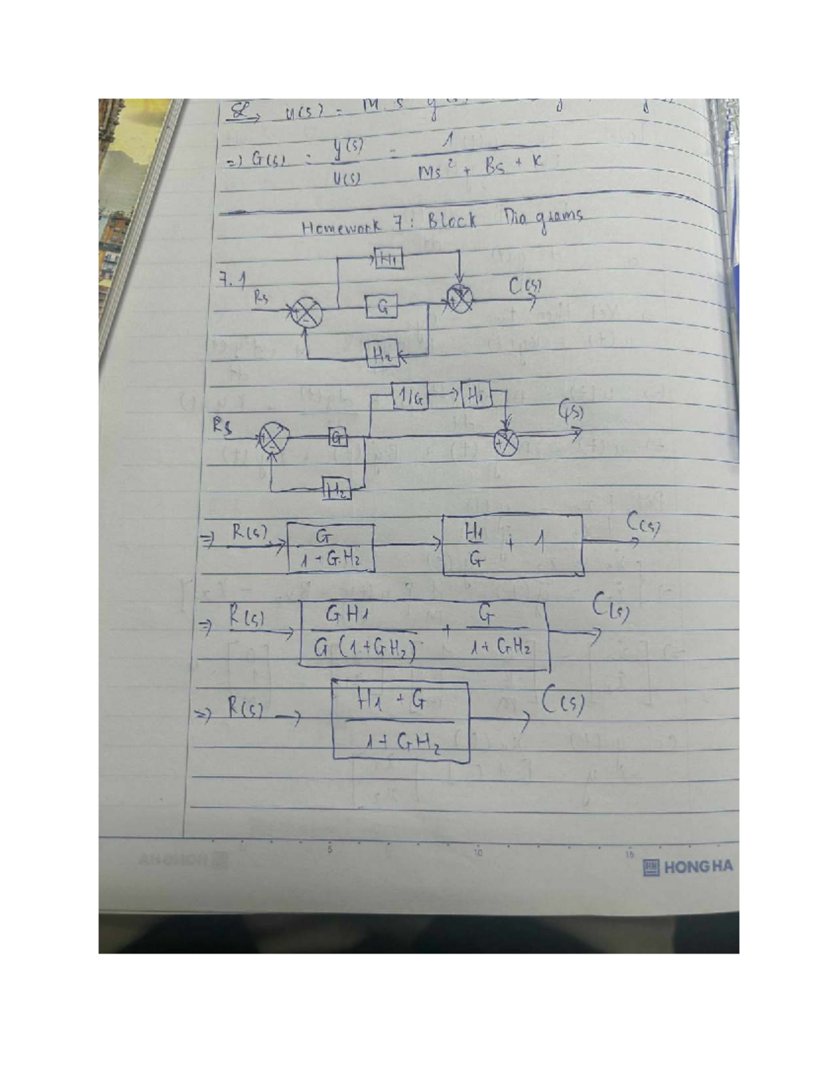 Homework 7: Block Diagrams for U(S) M S y 0 J G(5) - Studocu