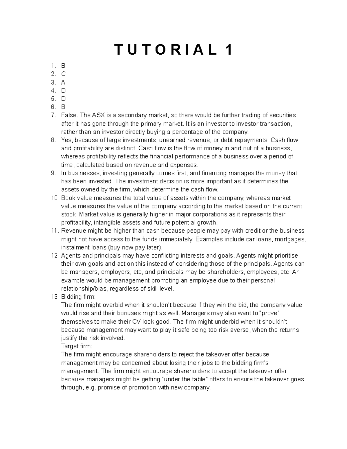 FBF - Tutorial Questions Overview and Solutions - Studocu