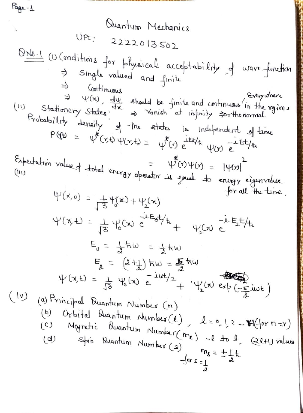 UPC: Quantum Mechanics Overview and Key Concepts - Studocu