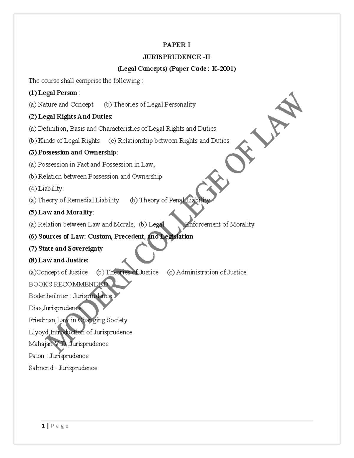 PAPER I JURISPRUDENCE: Key Legal Concepts and Theories - Studocu