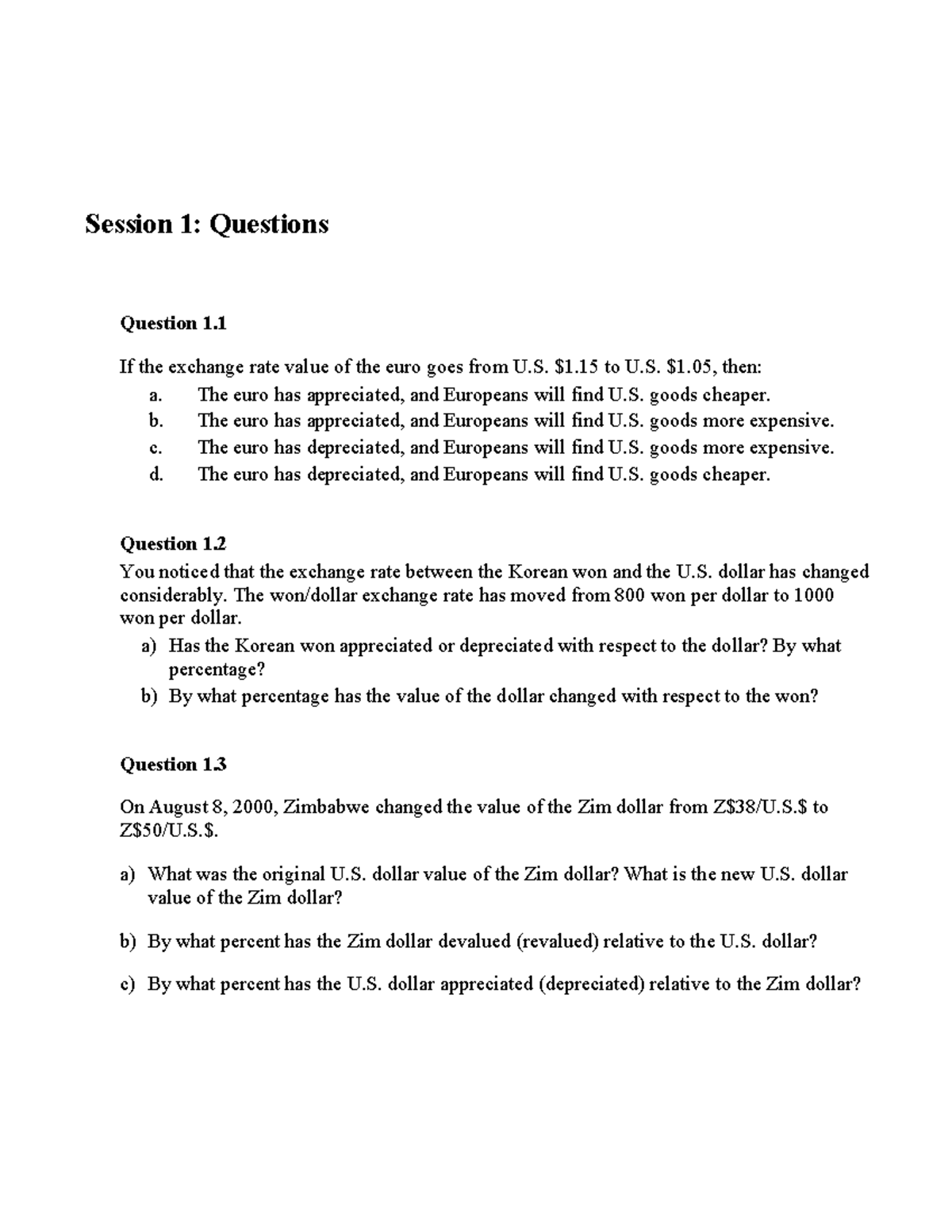 2025 ECON 101: Session 1 - Exchange Rate Exercises - Studocu