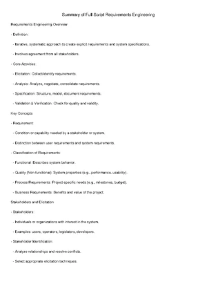 Requirements Engineering Lecture Summary (CS101) - Studocu