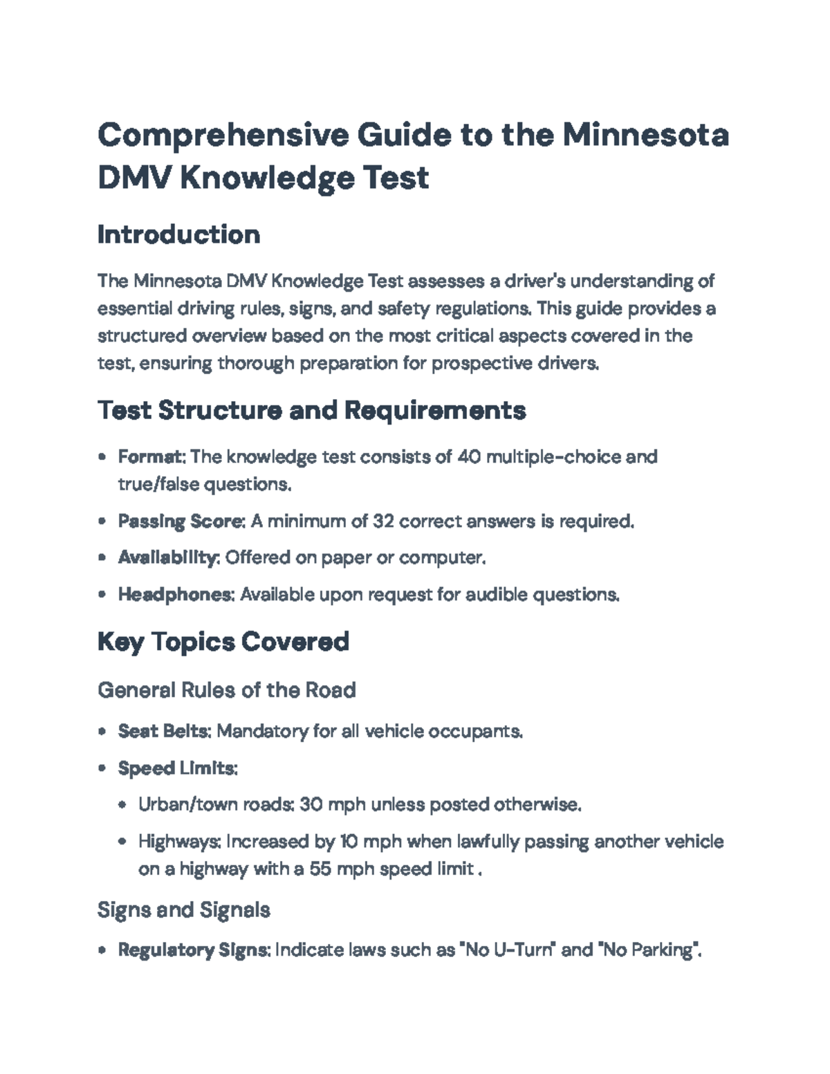 Minnesota DMV Knowledge Test Preparation Guide and Tips - Comprehensive ...