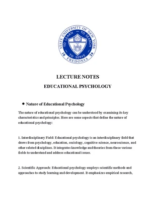 Educational Psychology - Study Notes & Assignments - Studocu