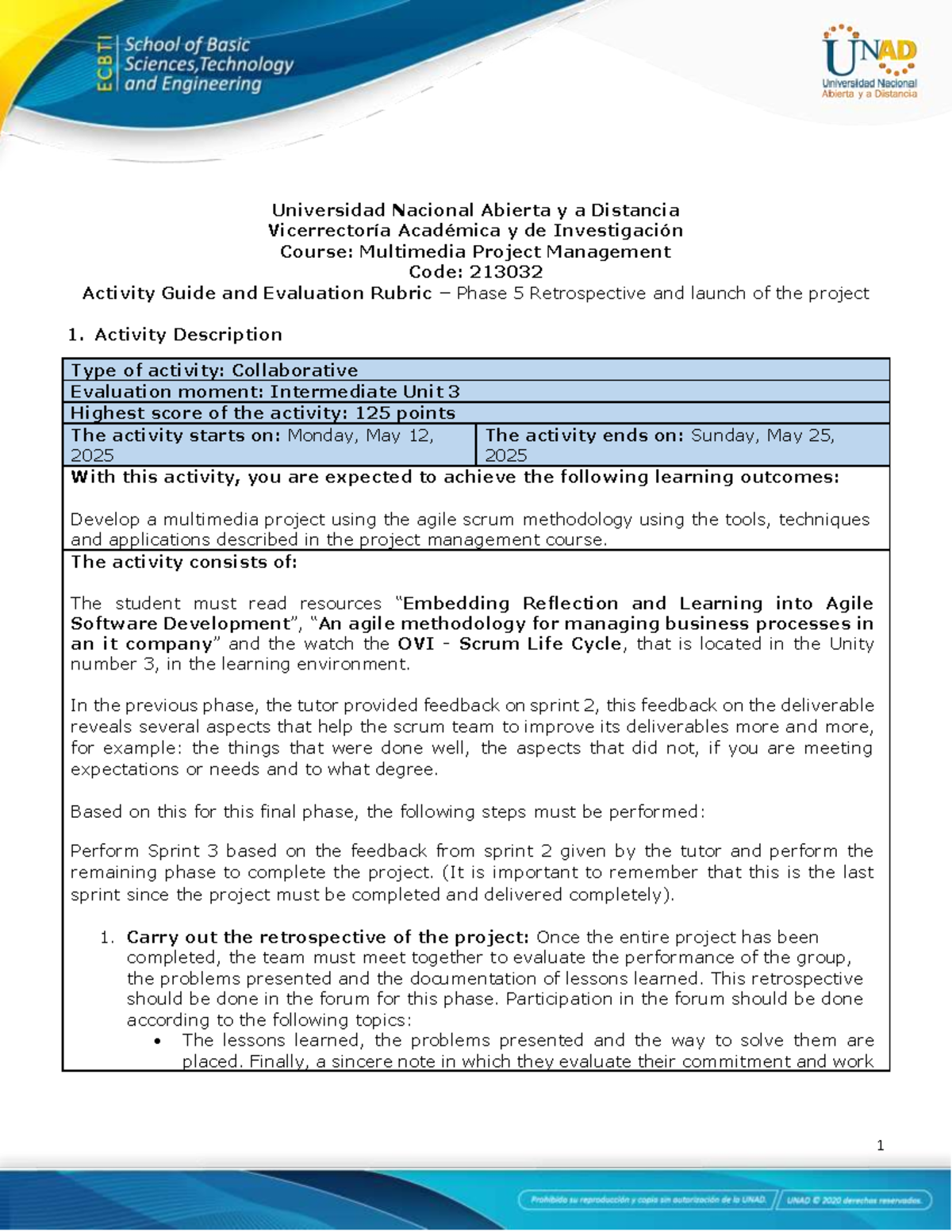Activity Guide & Eval Rubric - Unit 3 - Phase 5: Project Launch - Studocu