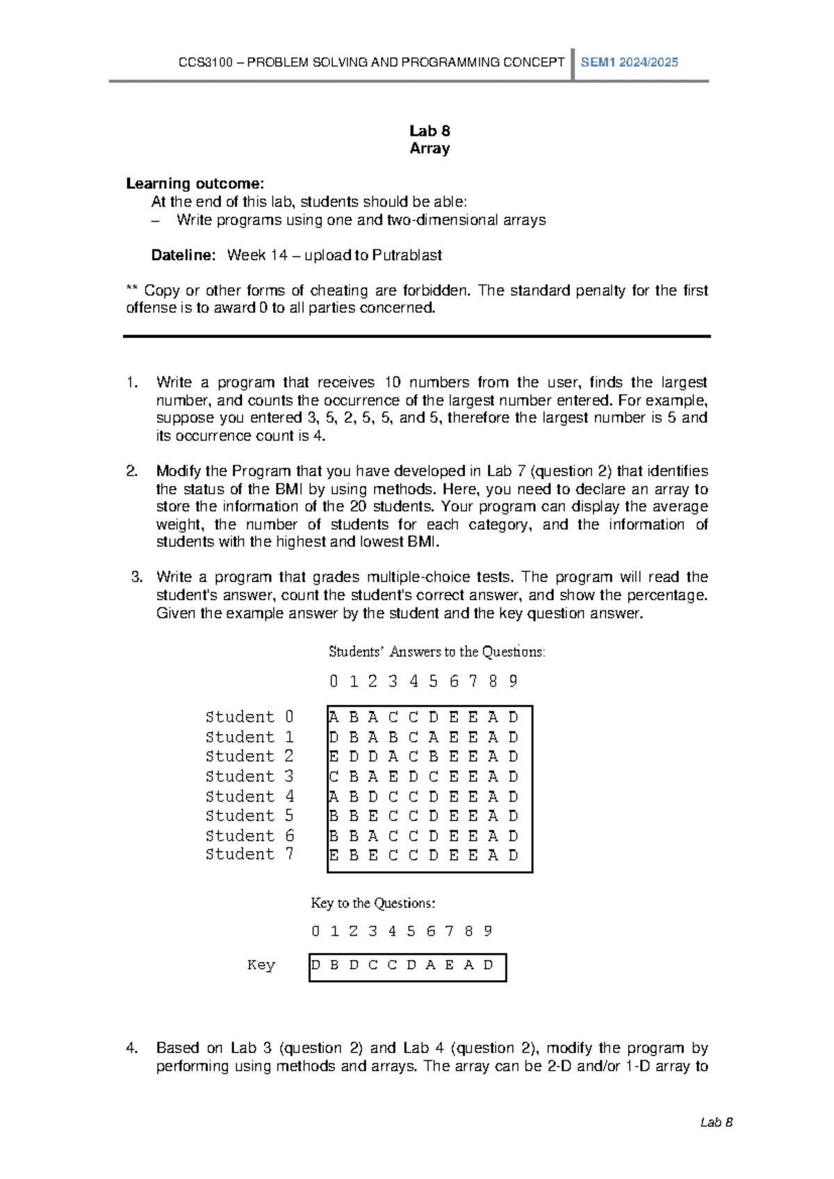 CSC3101 Lab 2: Object Oriented Programming Exercise 1 Notes - Studocu