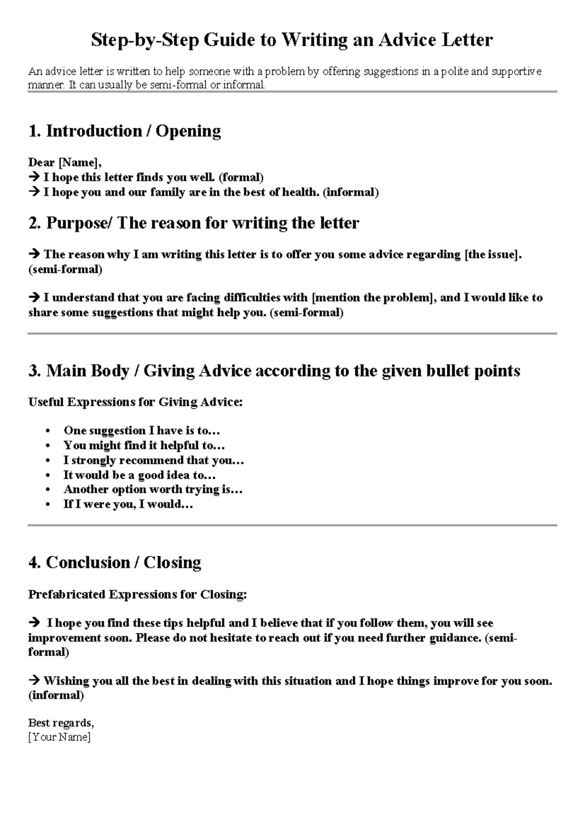 ENG 101: Guide to Writing an Effective Advice Letter - Studocu