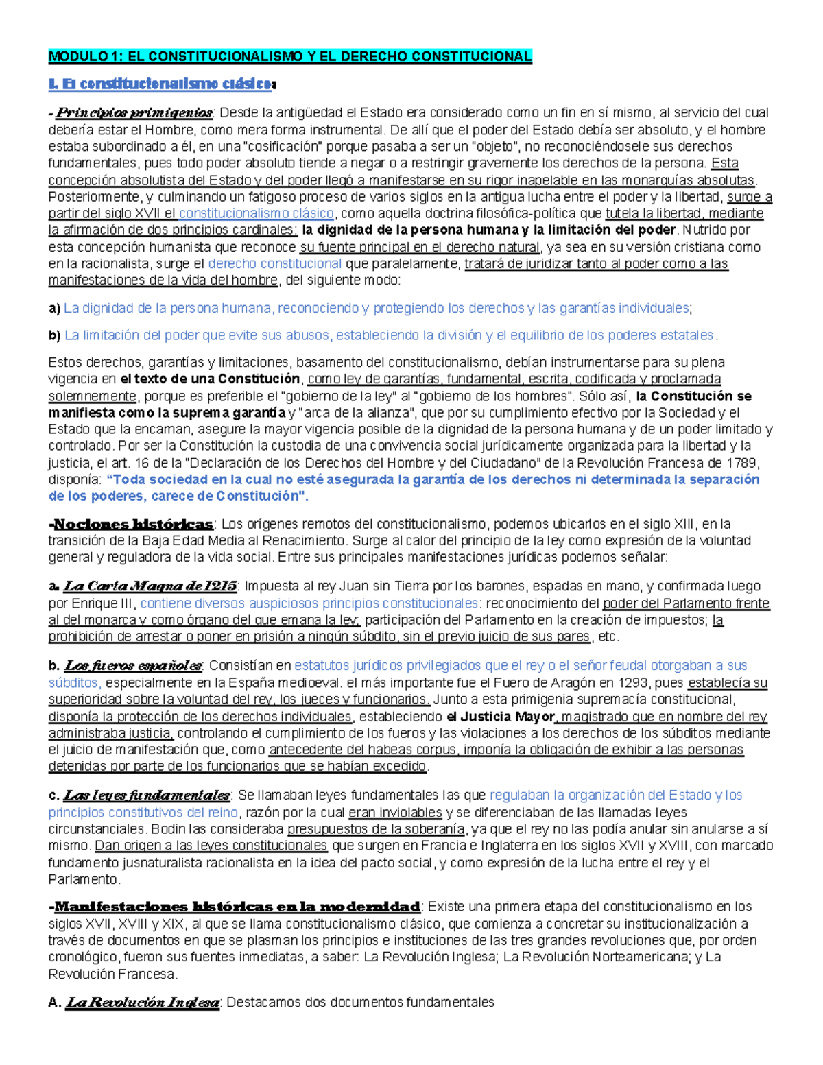 Resumen General de Derecho Constitucional y Derechos Humanos - Módulo 1 ...